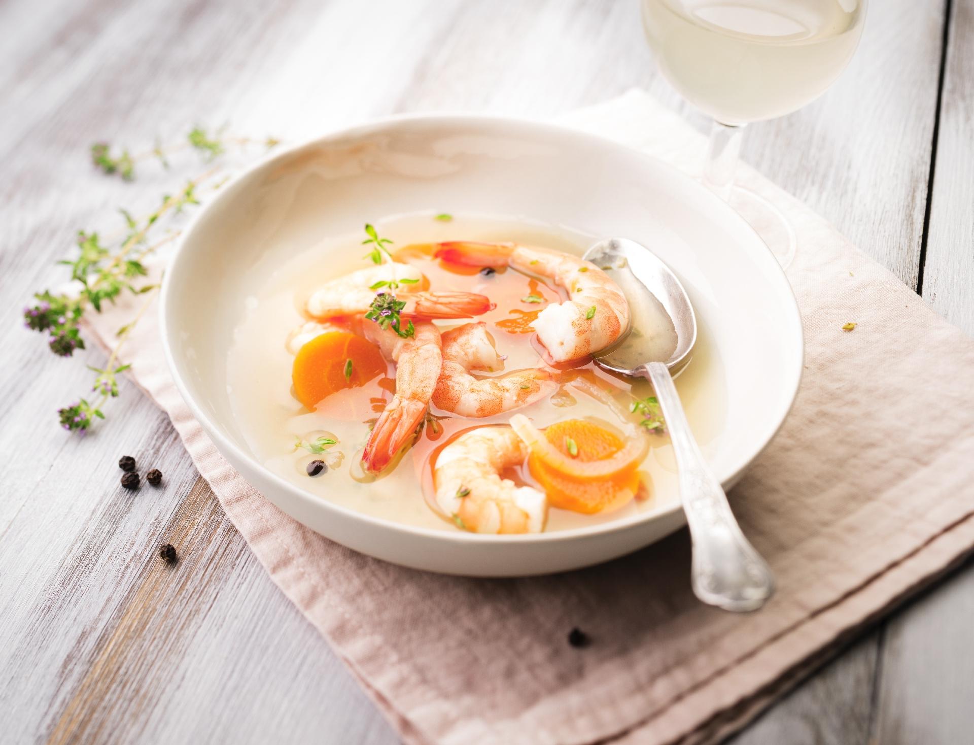 Bouillon asiatique aux crevettes - Recette Cuiseur vapeur | Moulinex