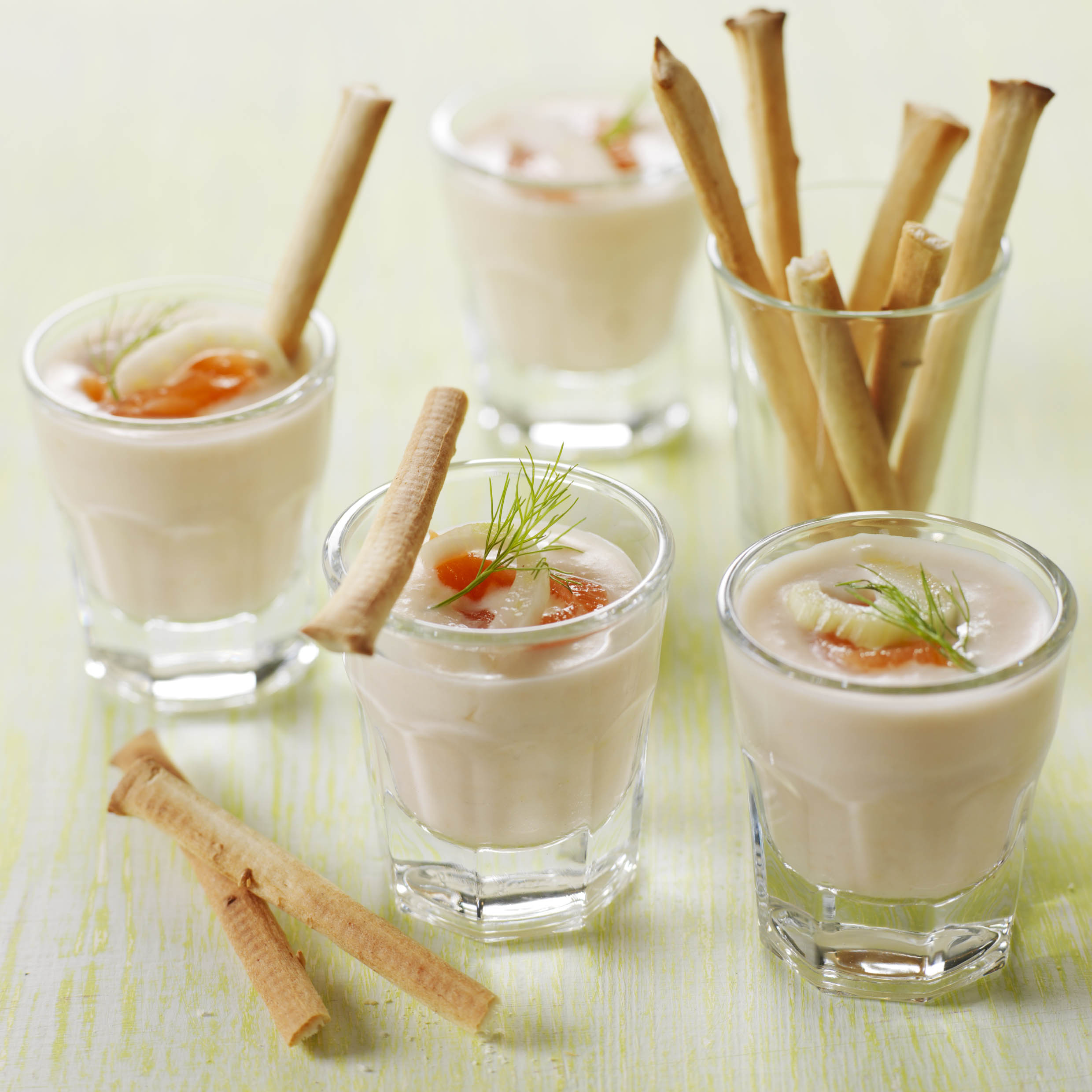 Creme de funcho e salmão