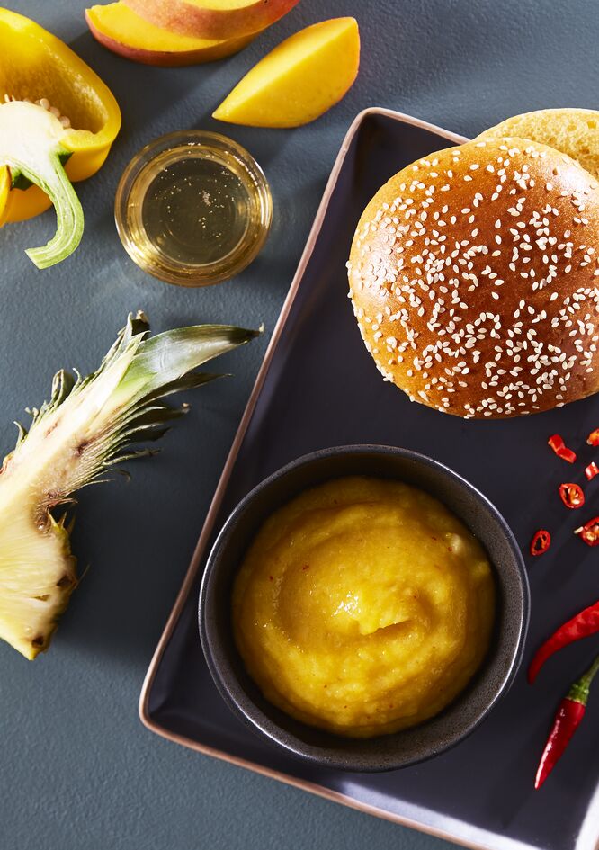 Ananas-Mango-Burger-Ketchup