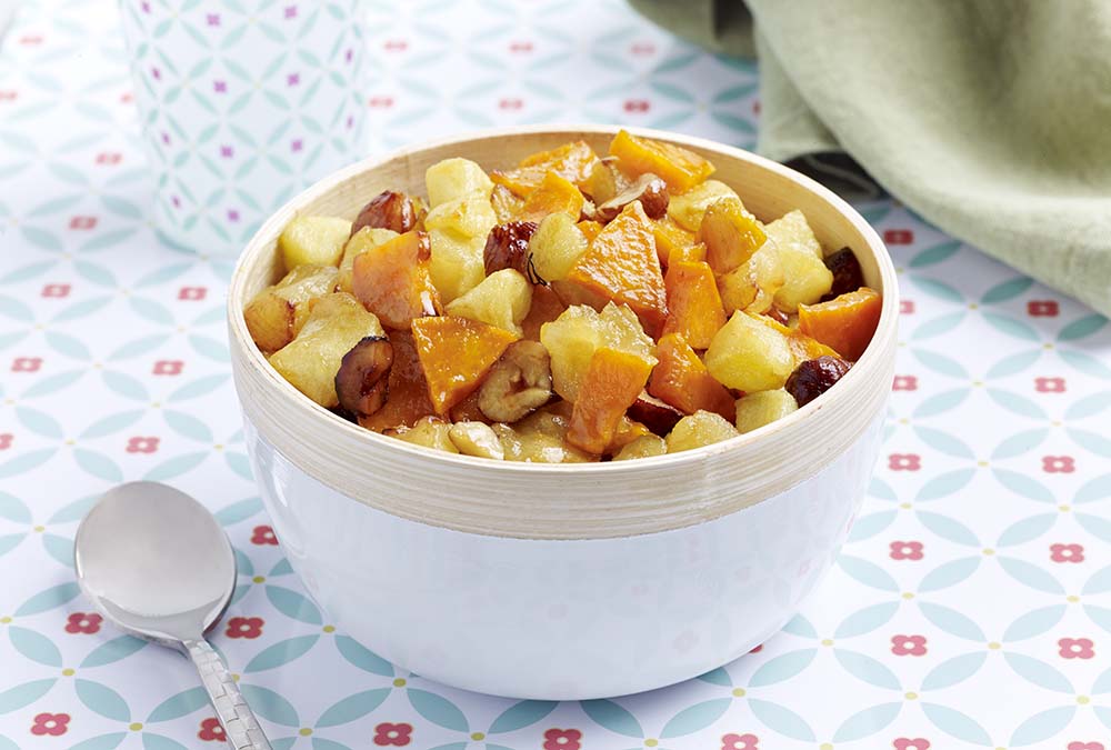 Äpfel mit Süßkartoffeln