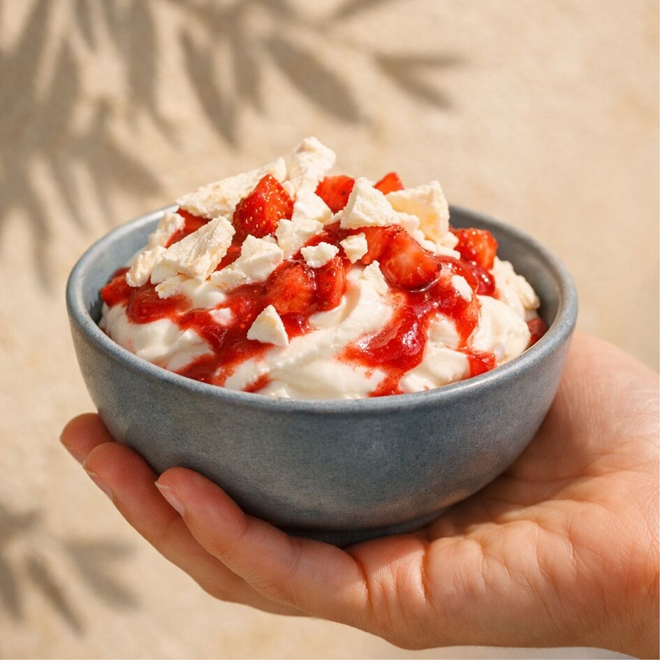 Yogur helado estilo Eton Mess