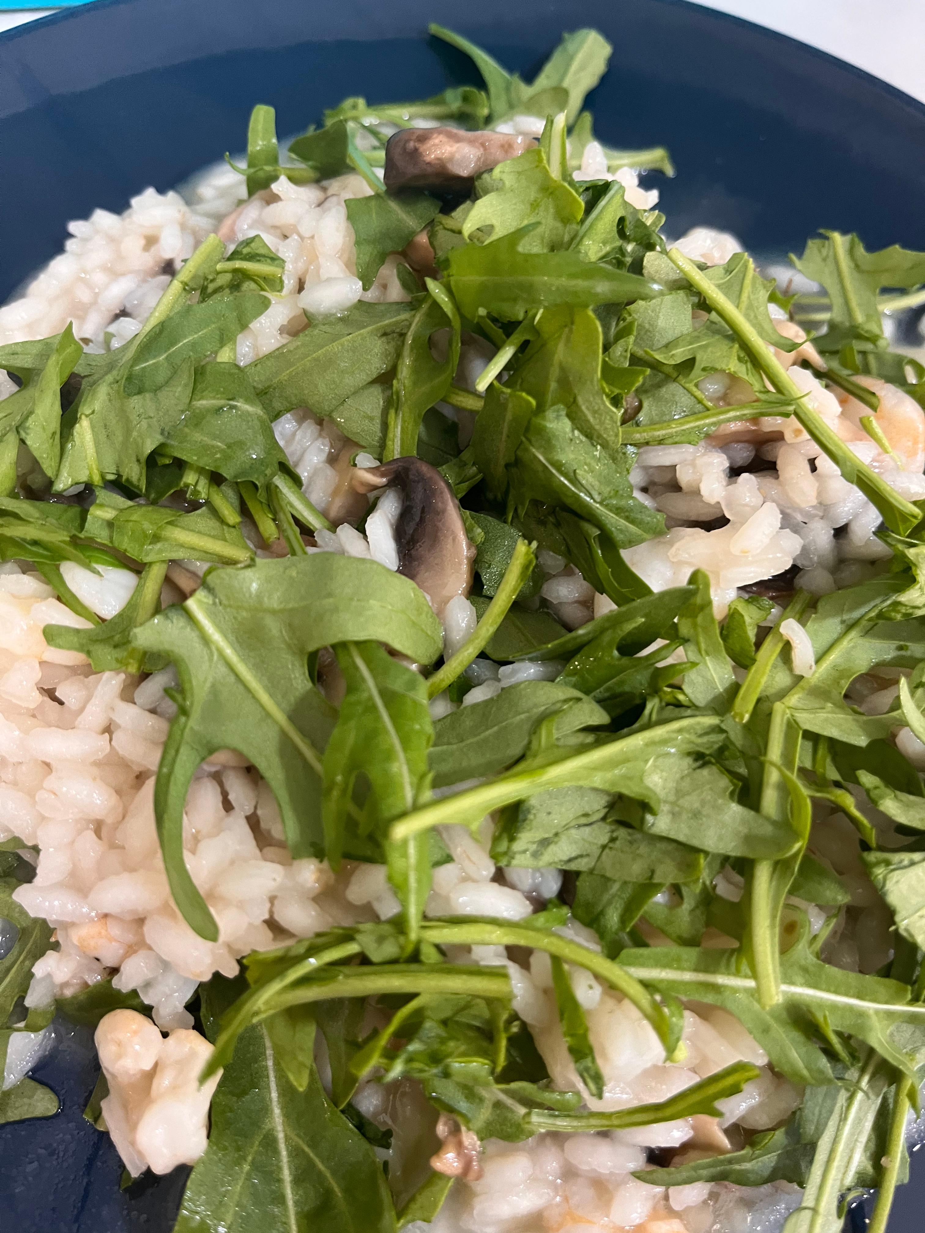 Risotto de camarão e rúcula