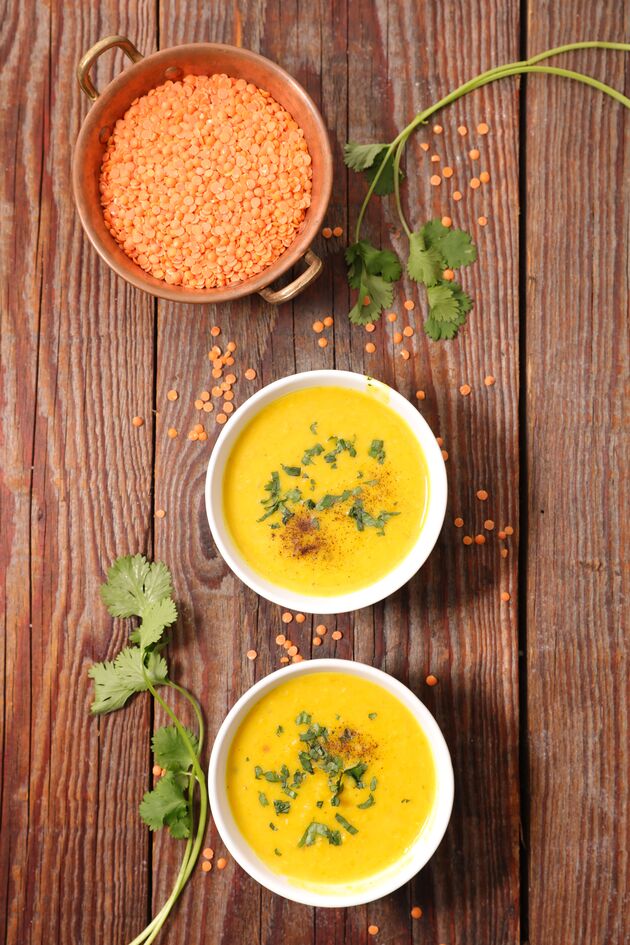 Crema de lentejas con zanahoria y comino