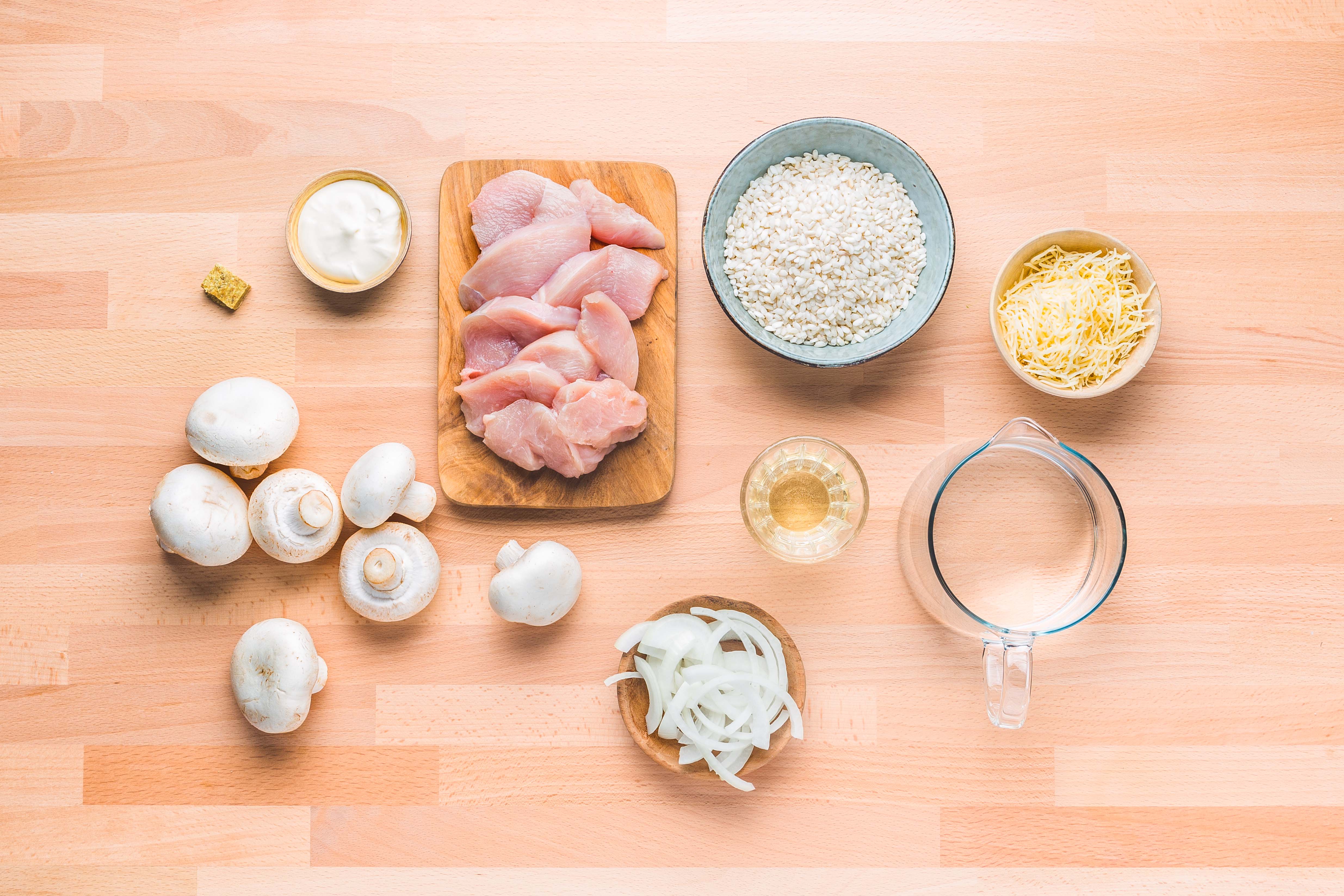 Risotto poulet champignons