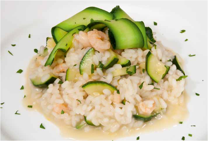 Risotto con zucchine e gamberetti
