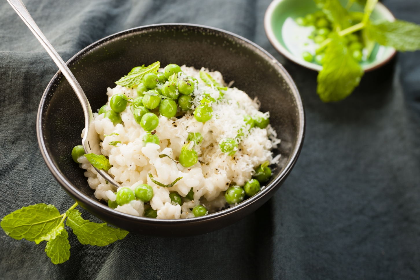 Risotto de guisantes y menta