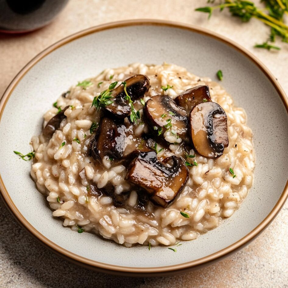 Risotto al vino rosso e funghi Portobello
