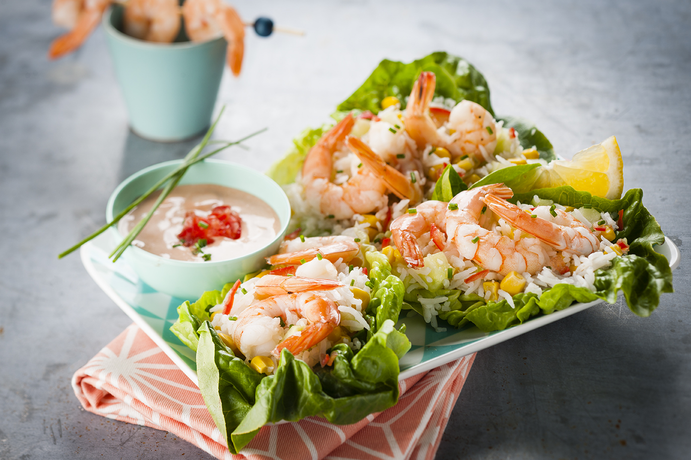 Ensalada de arroz y gambas