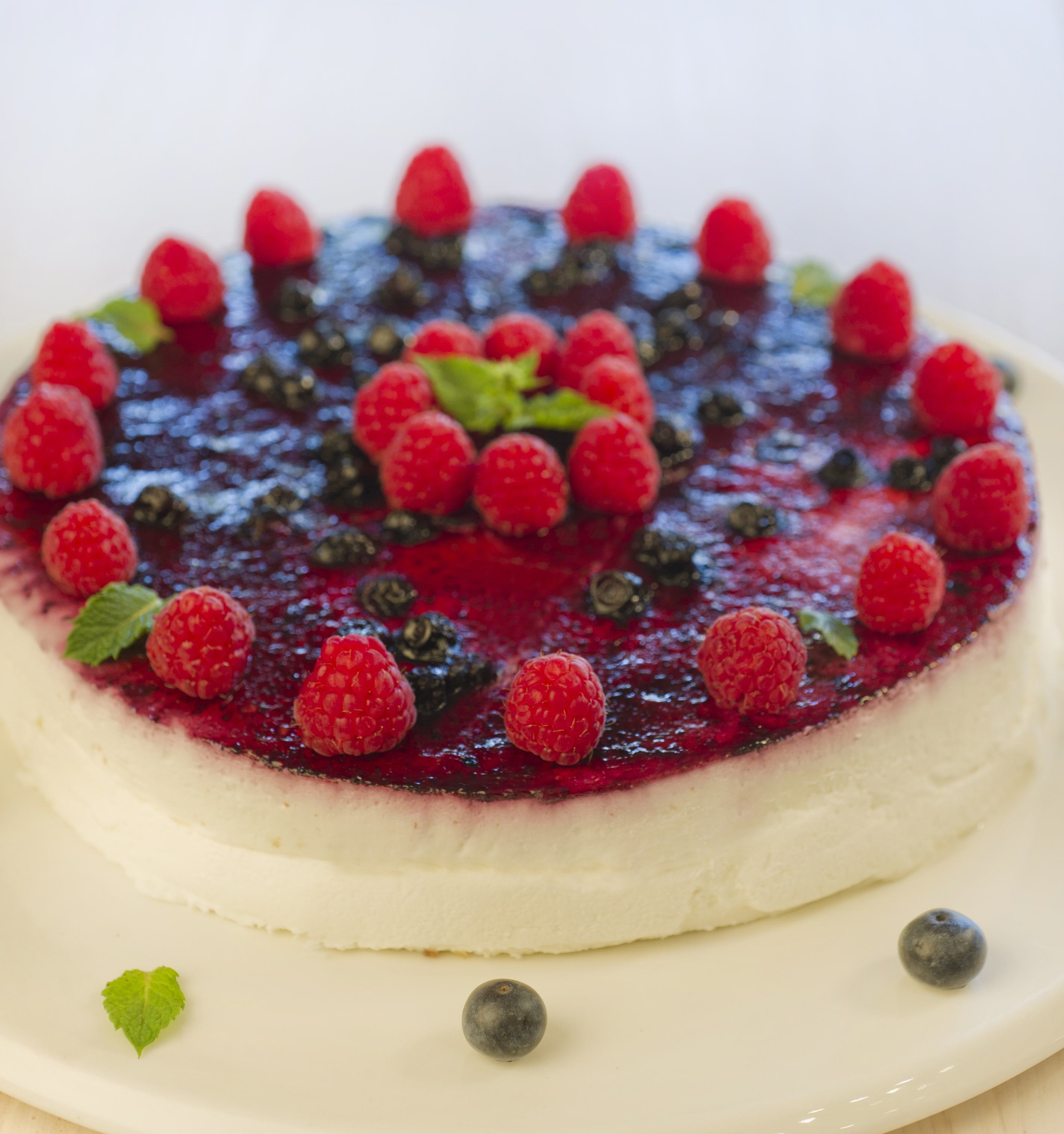 Tarta de queso con arándanos