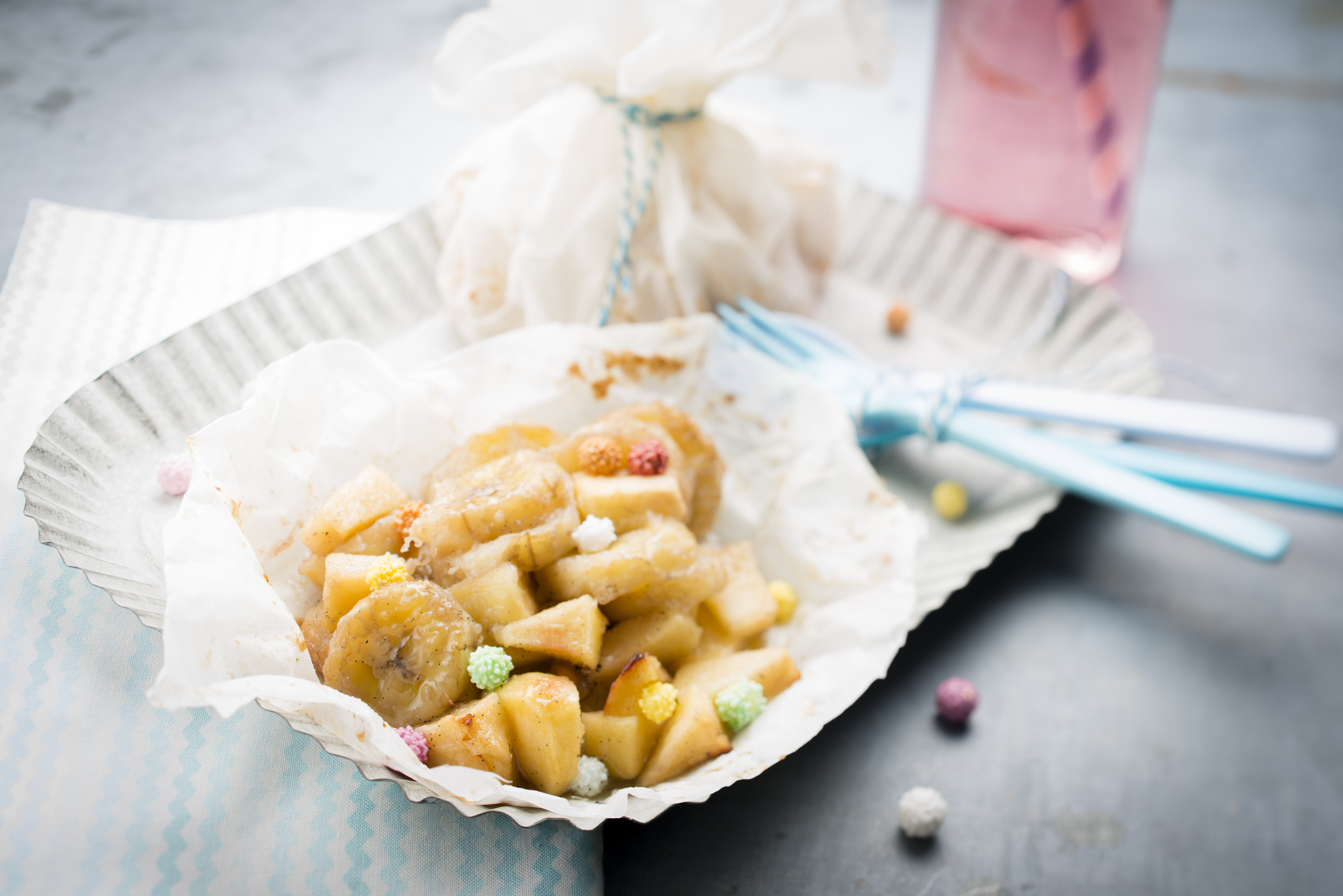 Compota de manzana,plátano y vainilla