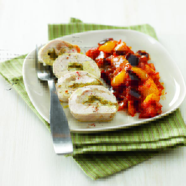 Rulos de pollo rellenos con mozzarella