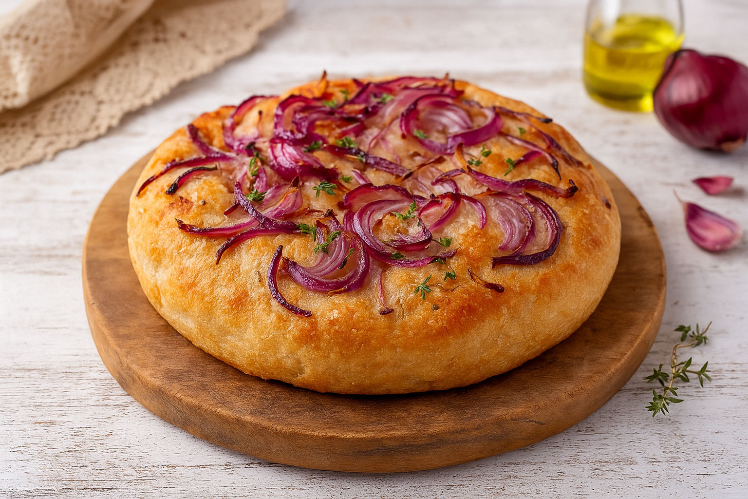 Focaccia alla cipolla con prosciutto crudo e stracchino