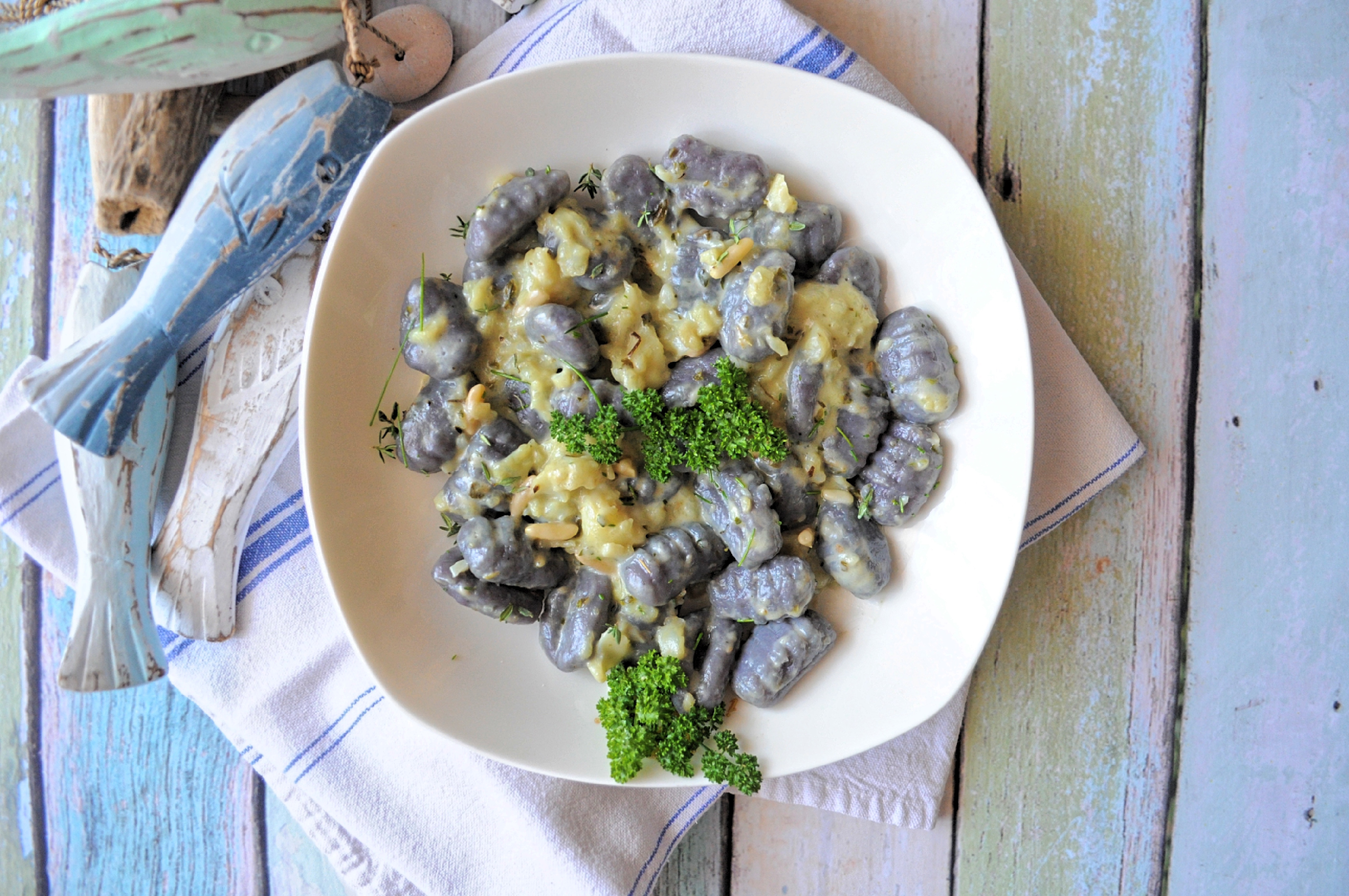 Gnocchi viola e orata