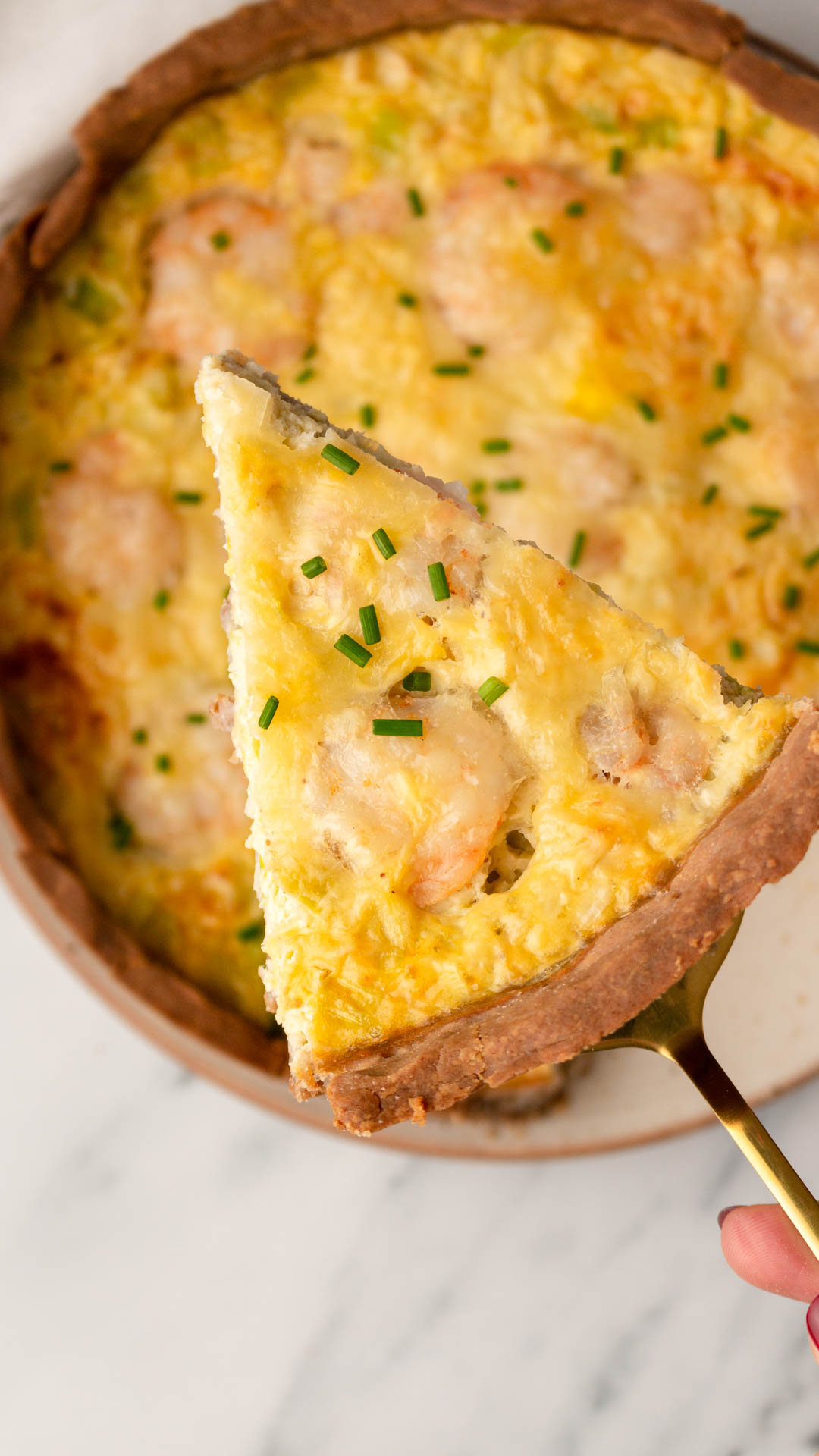 Quiche de puerros y gambas realfooding