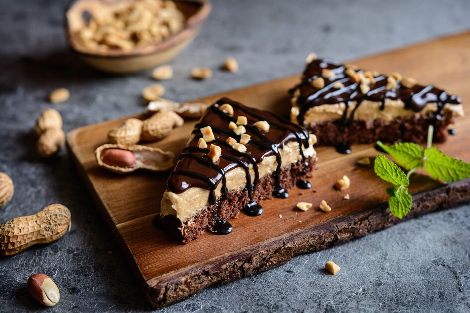 Pastel de mantequilla de cacahuete y chocolate sin harina