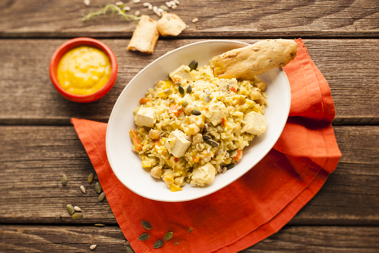 Arroz al curry con garbanzos