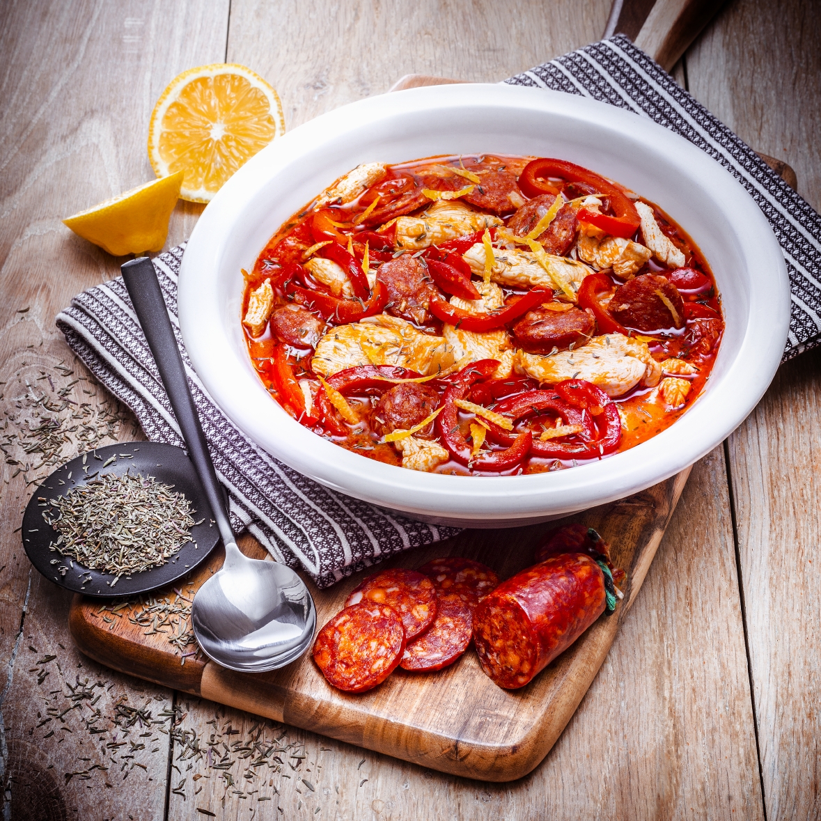 Mijoté de poulet au chorizo