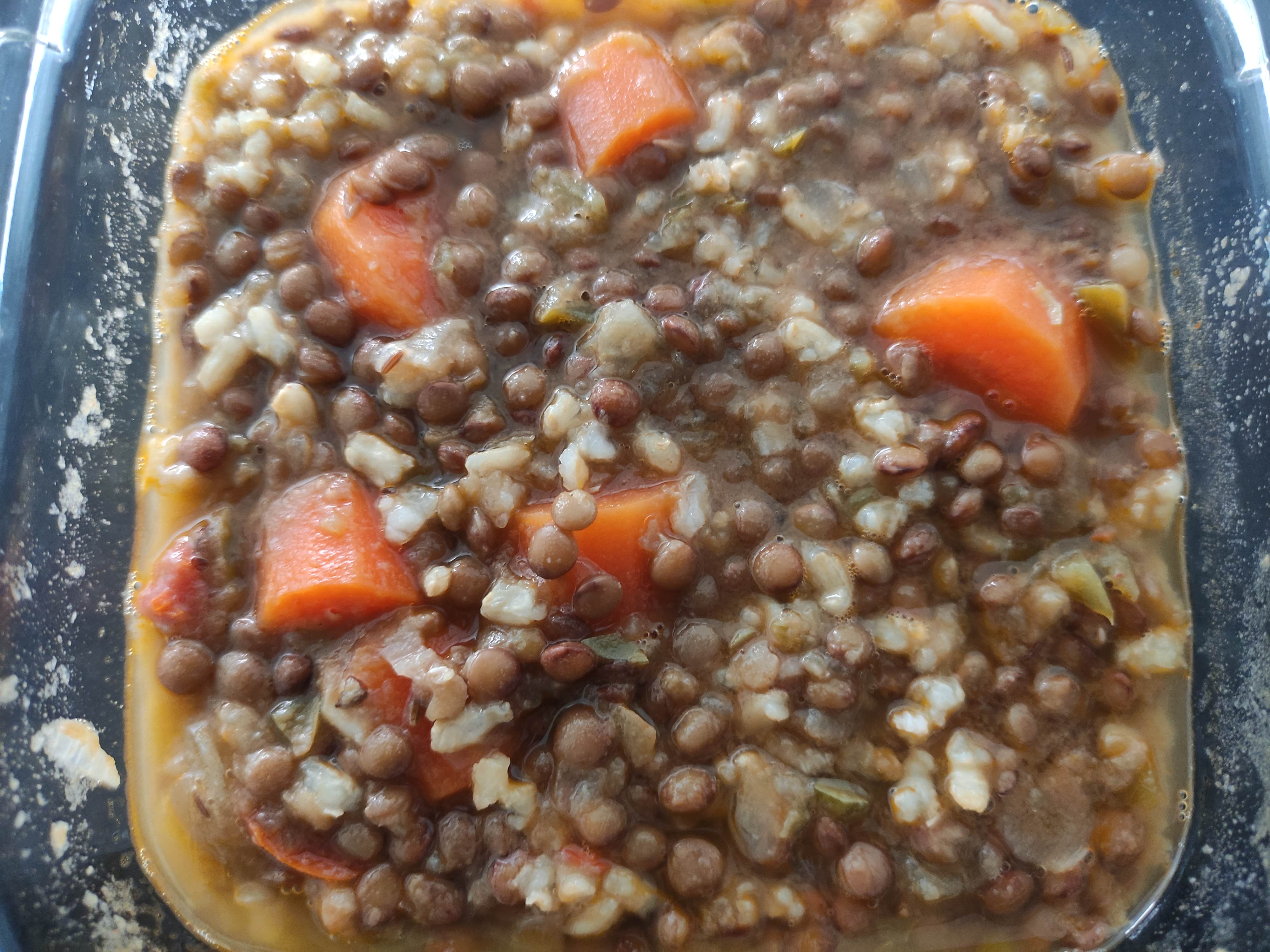 Lentejas con arroz y verduras