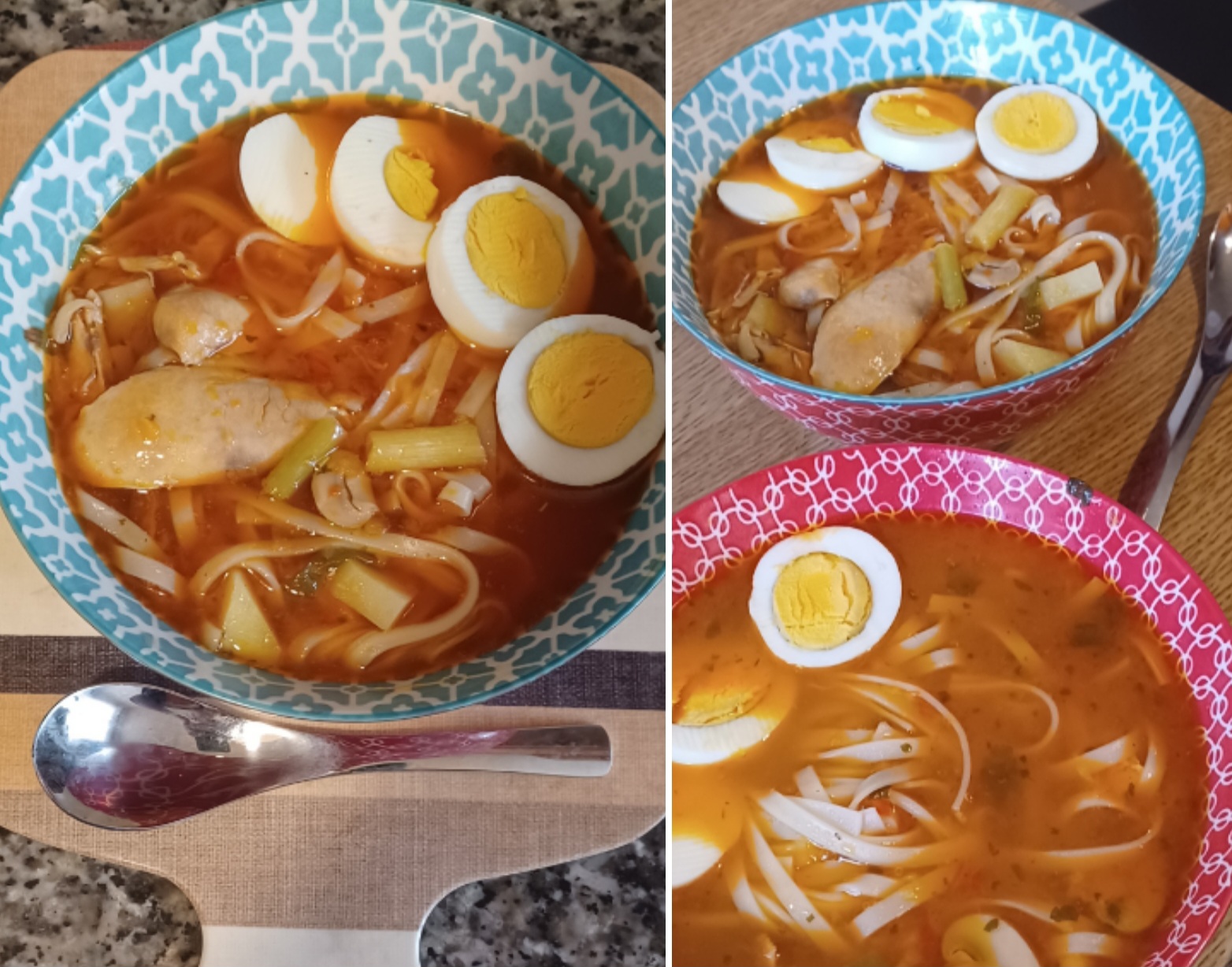 Fideos Udon con pollo,huevos y verduras