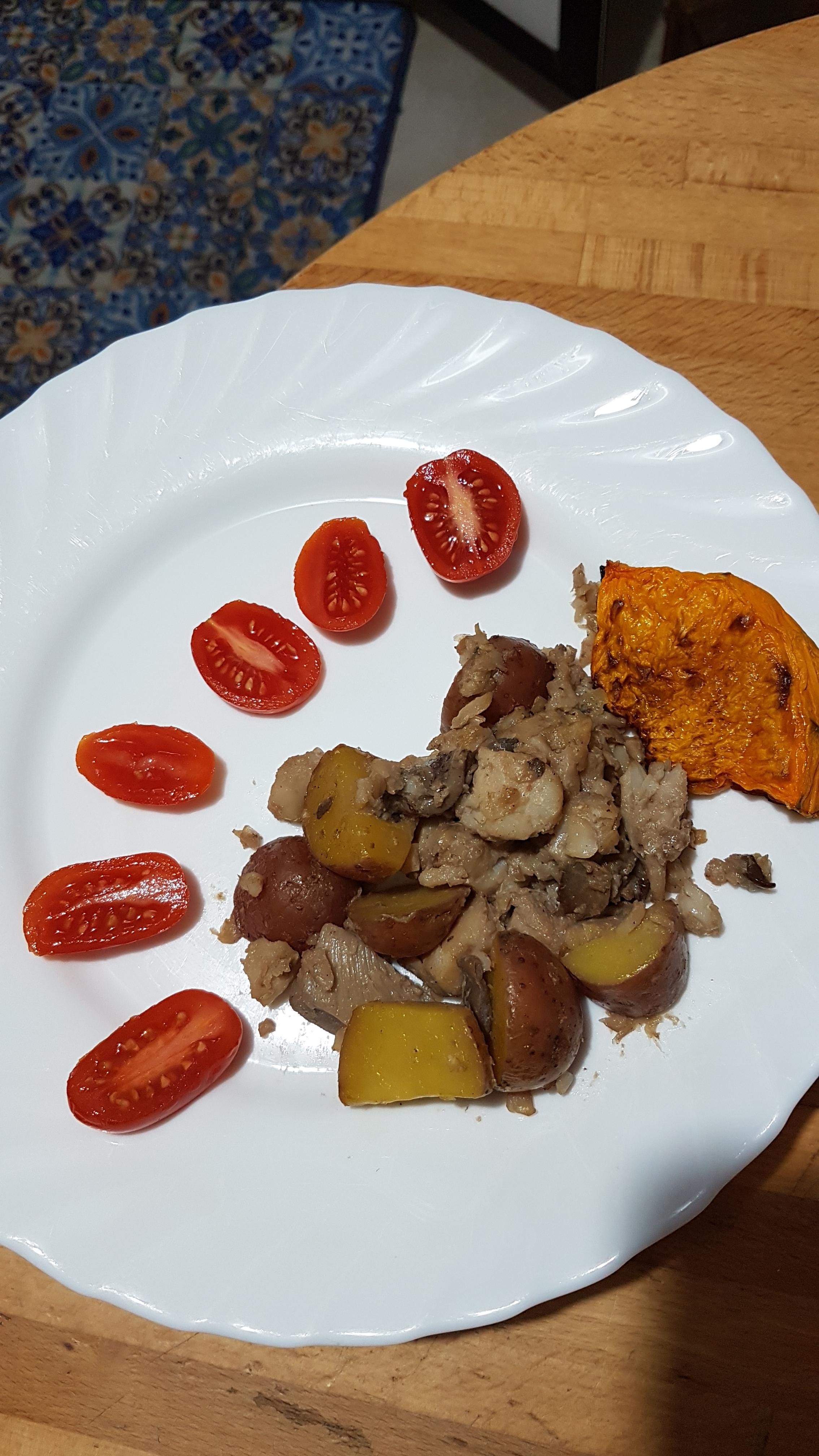 Merluzzo con funghi e patate