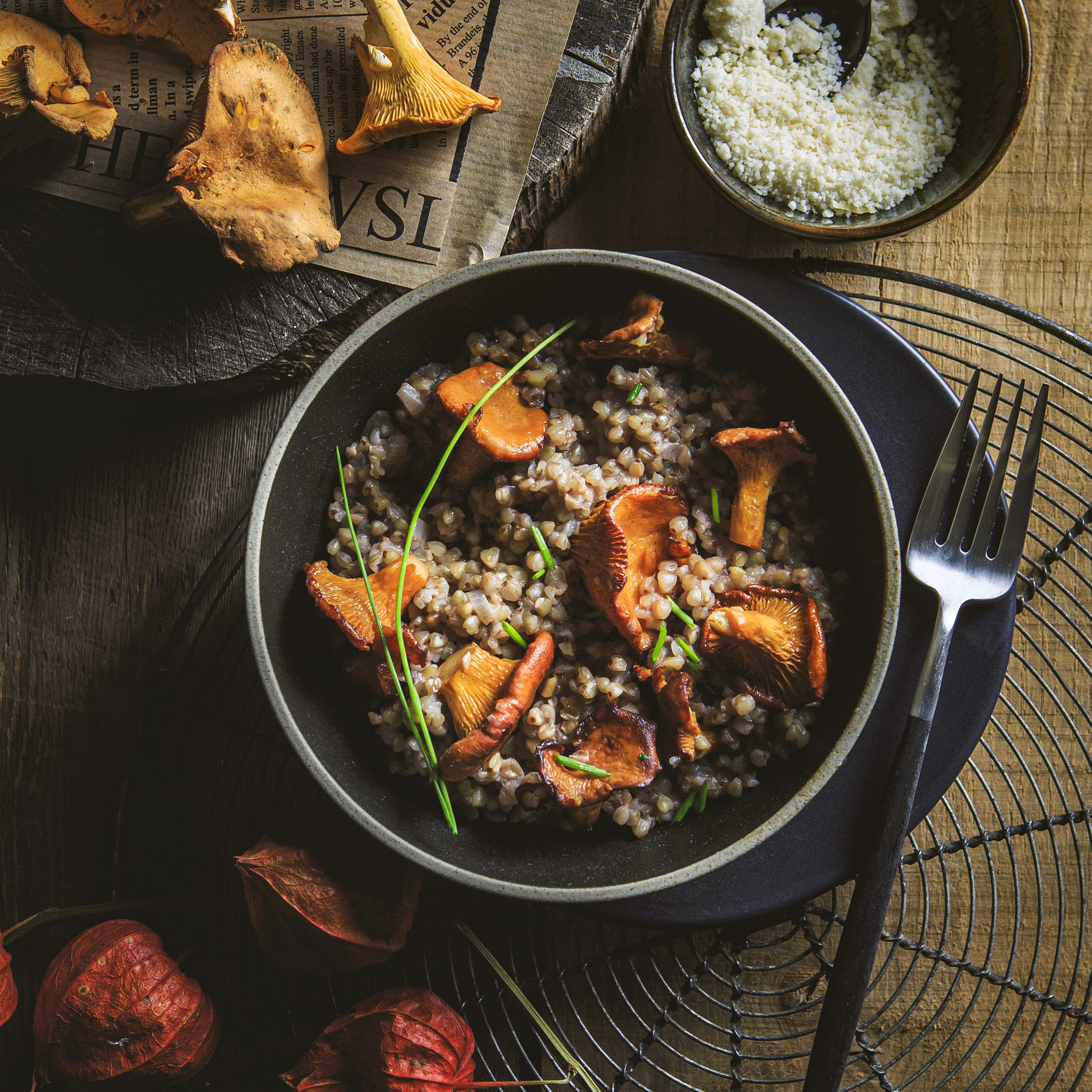Risotto di grano saraceno e finferli