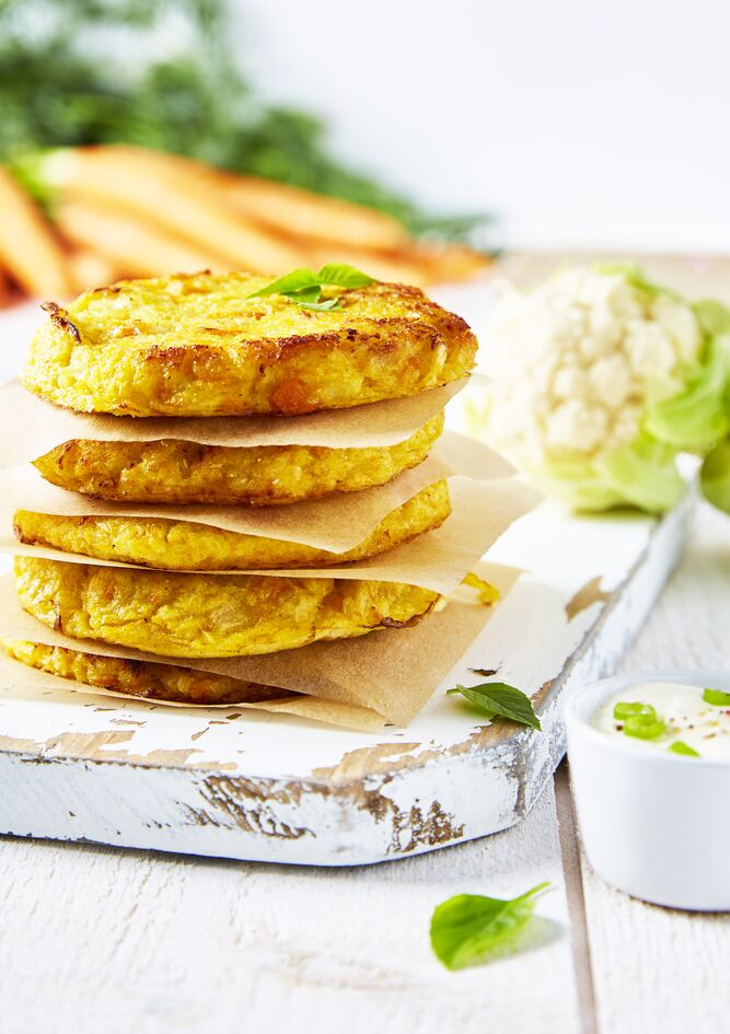 Tortitas de coliflor y zanahoria