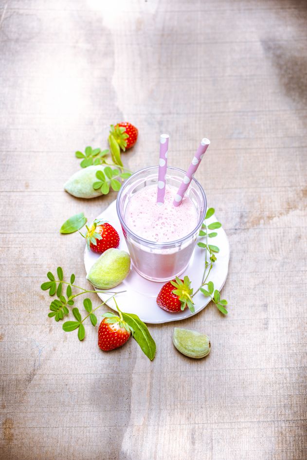 Romige aardbeienmilkshake
