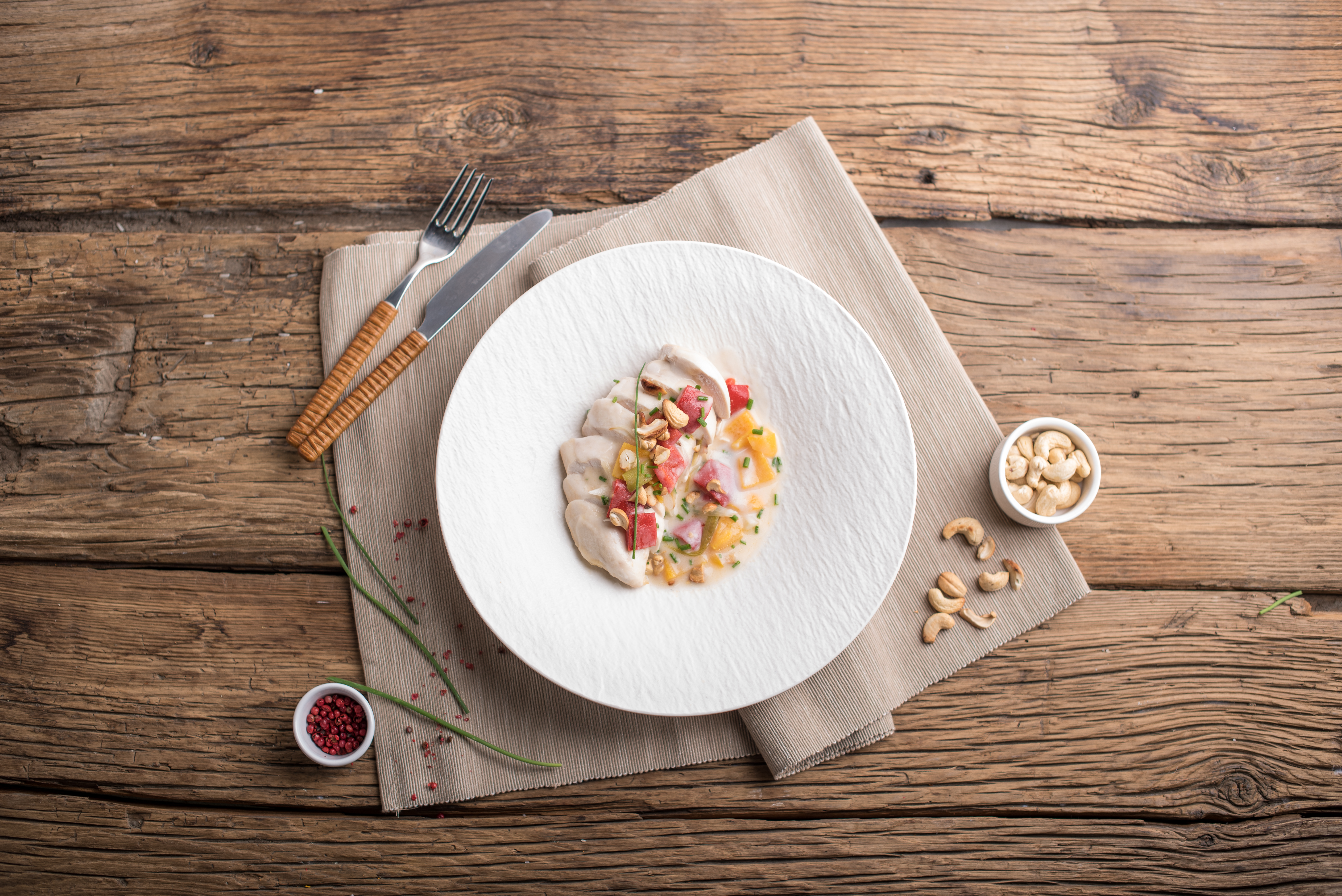 Pollo al cocco zenzero anacardi