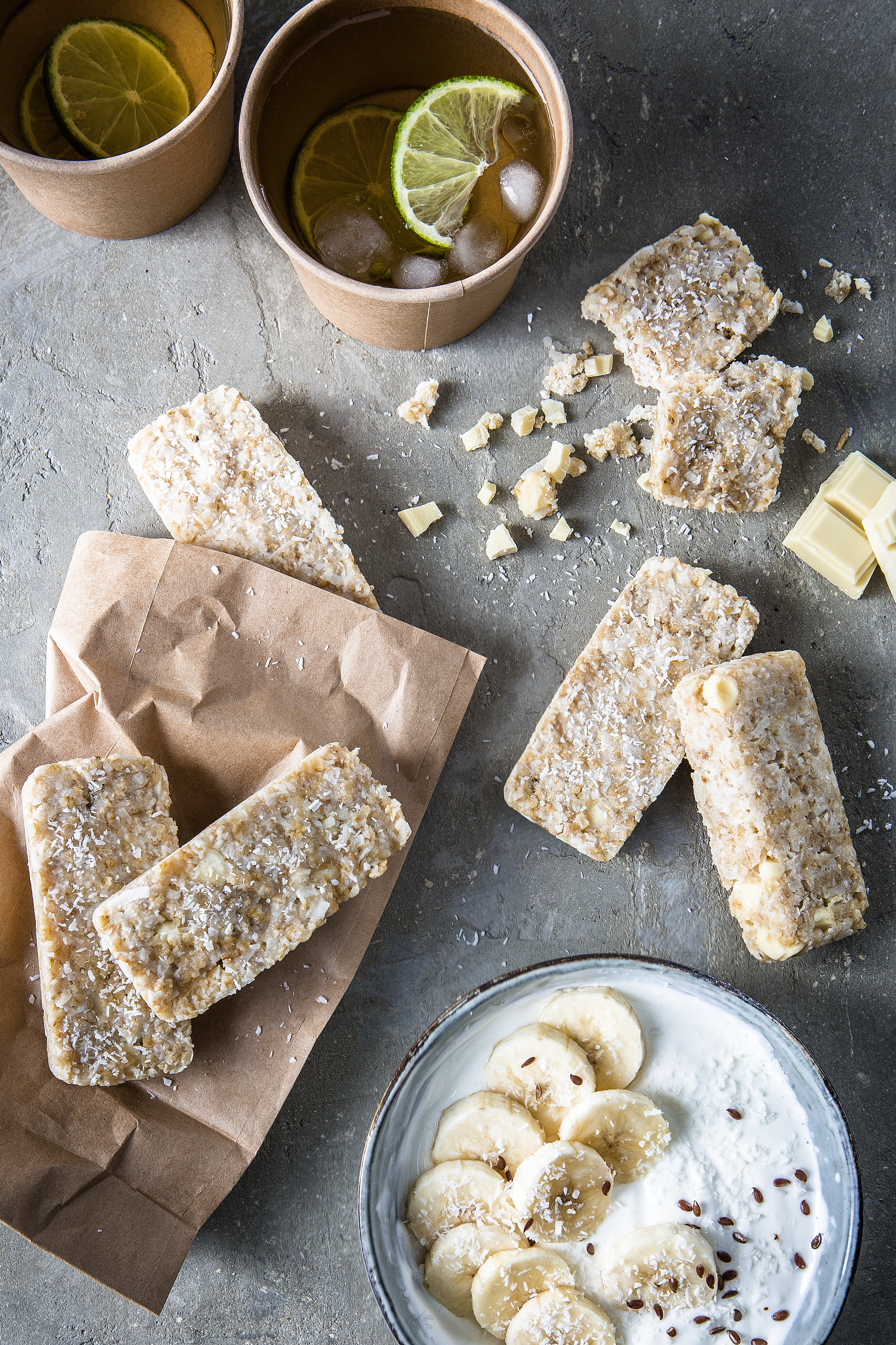 Graanrepen met kokos en witte chocolade