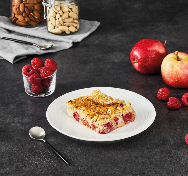 Apfel und Himbeeren Crumble