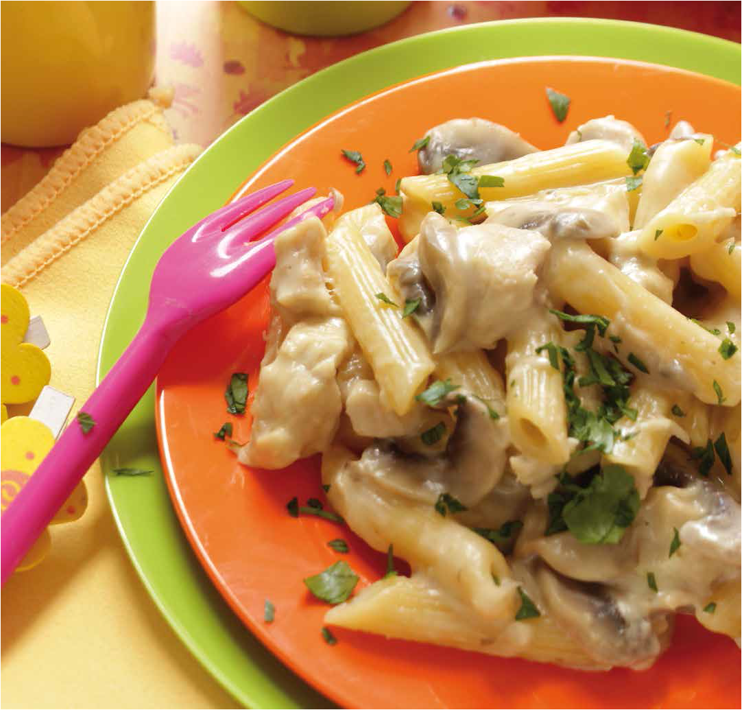 Penne cremose con funghi e pollo