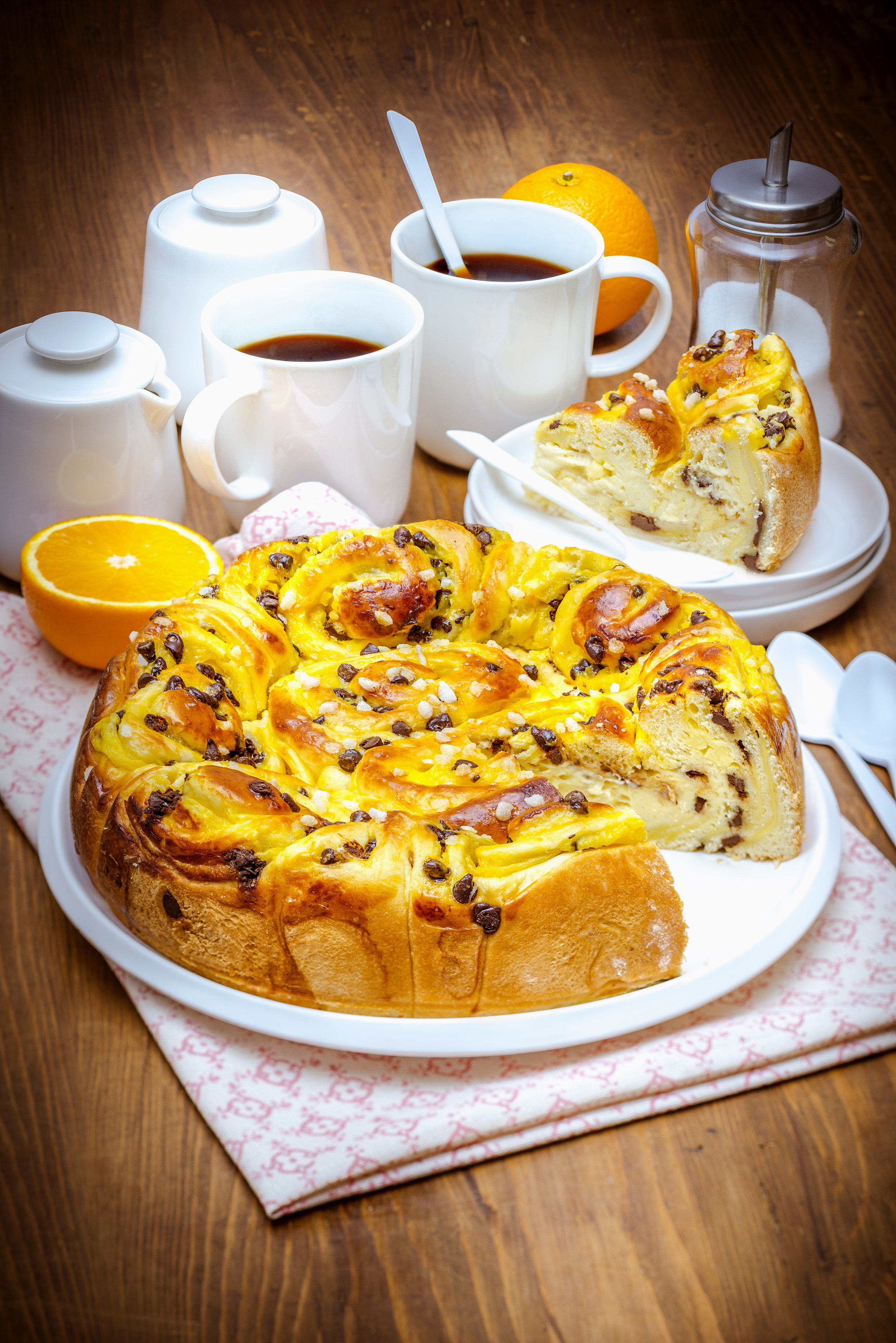 Brioche com pepitas de chocolate