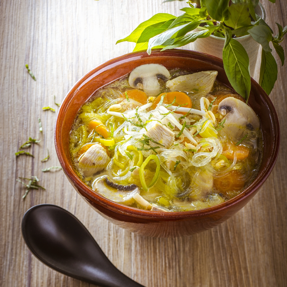 Sopa de pollo china