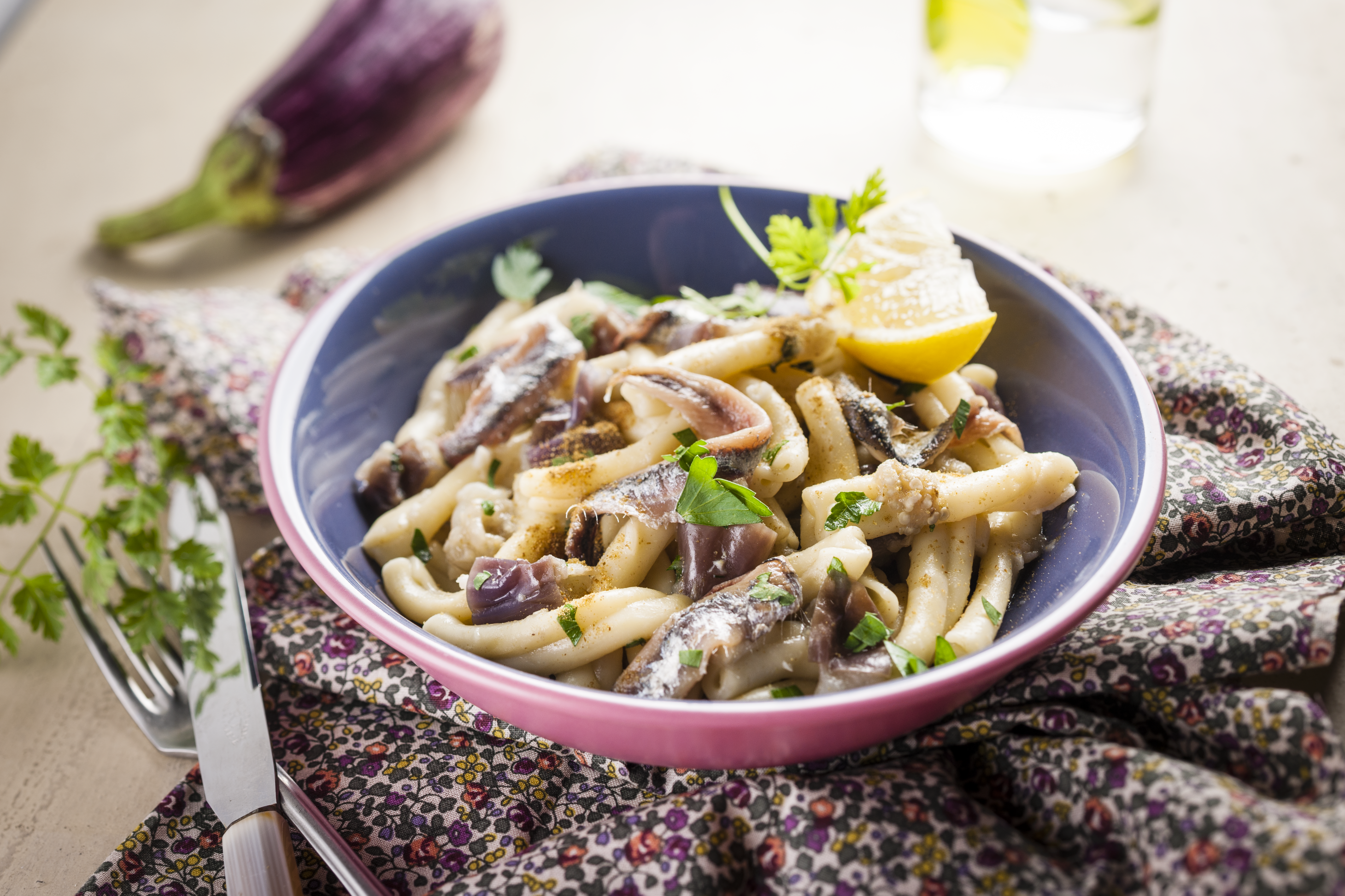 Casarecce acciughe melanzane