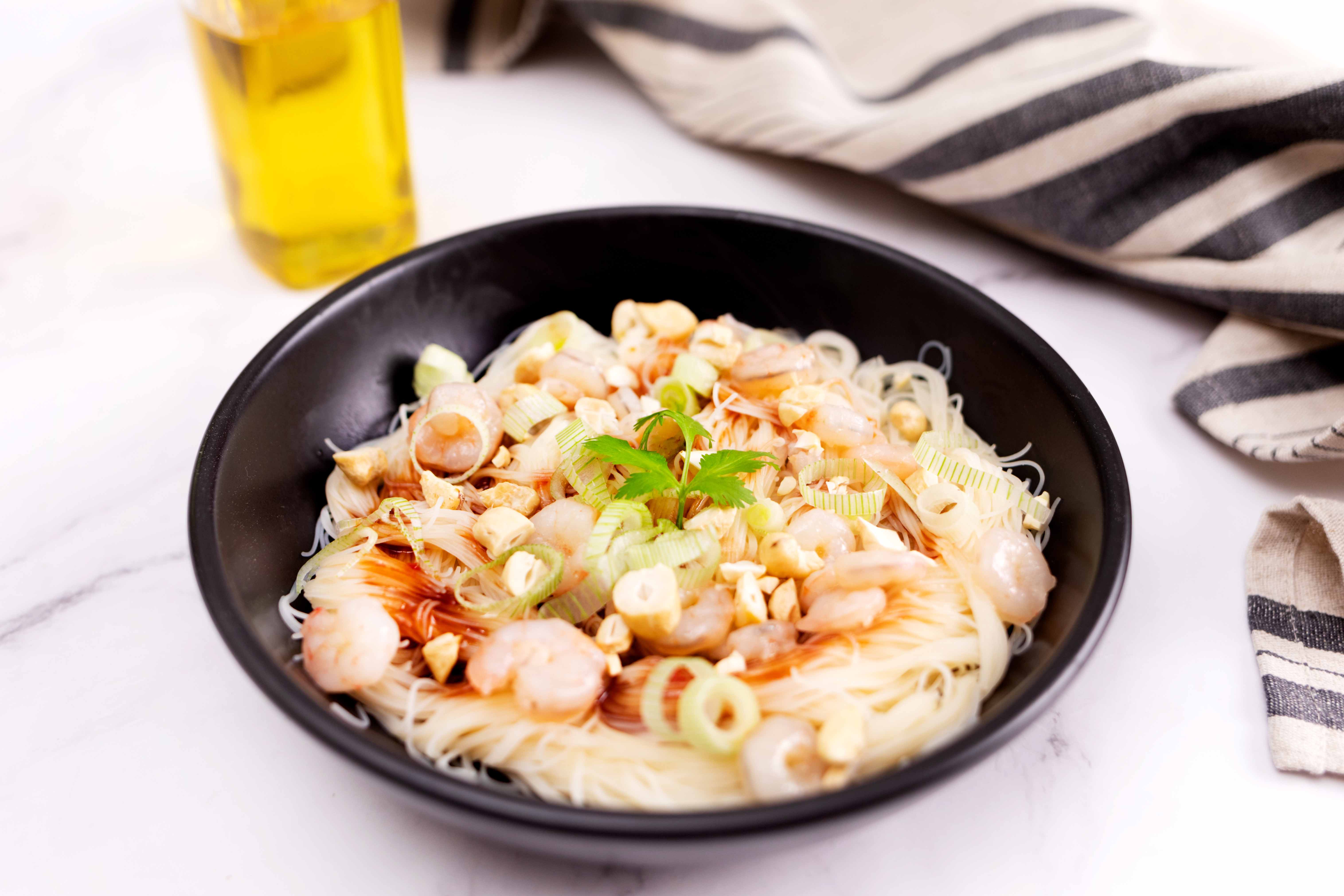Pad Thai de gambas y fideos de arroz