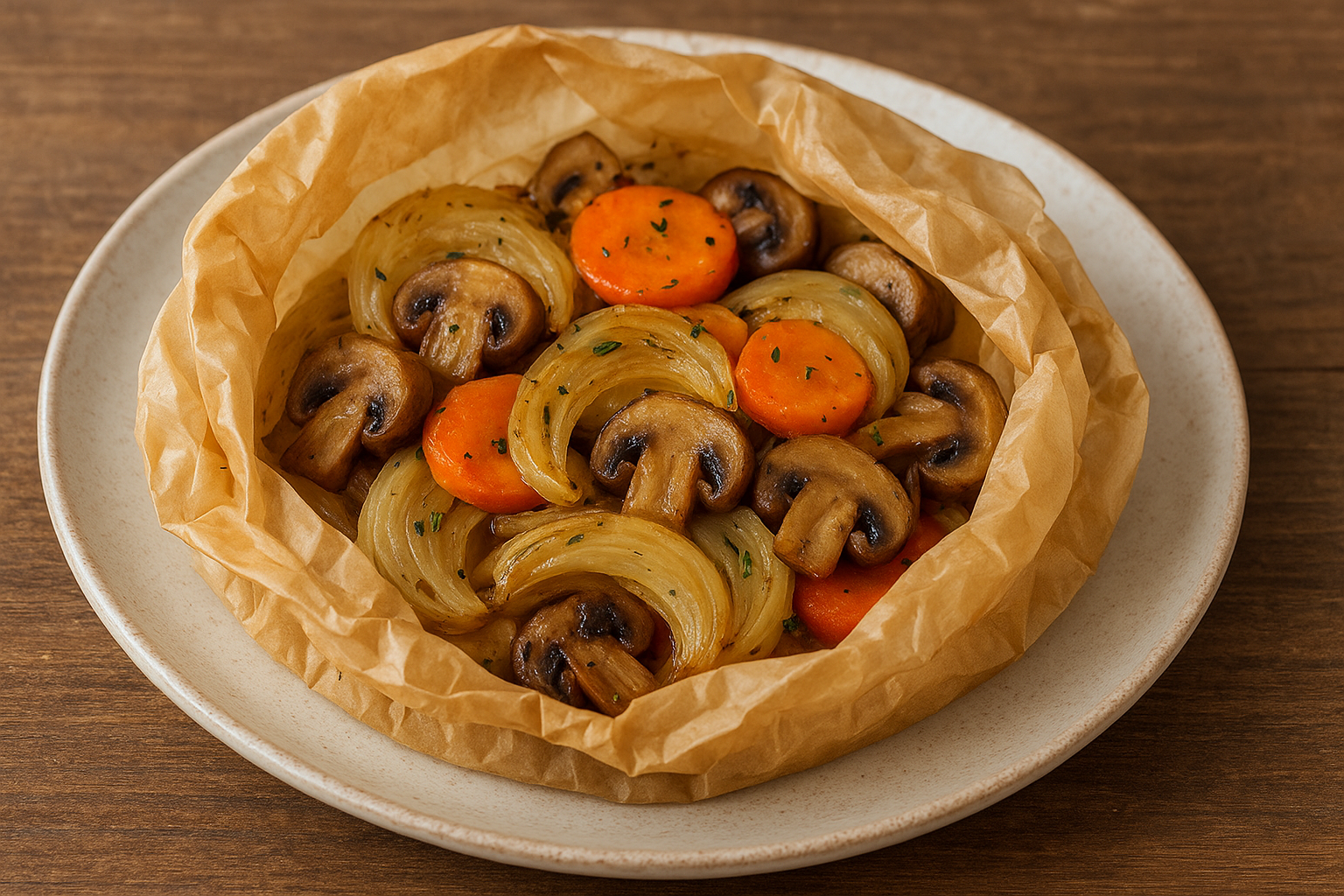 Papillote con setas