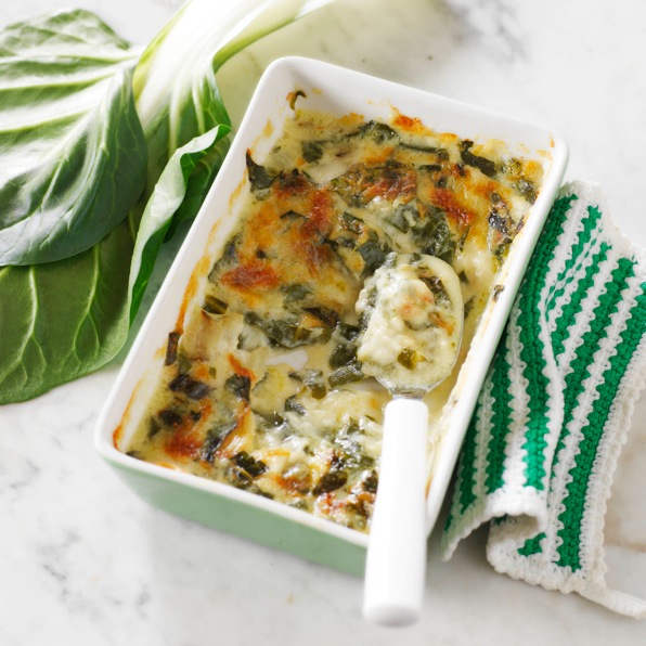 Acelgas gratinadas com molho bechamel