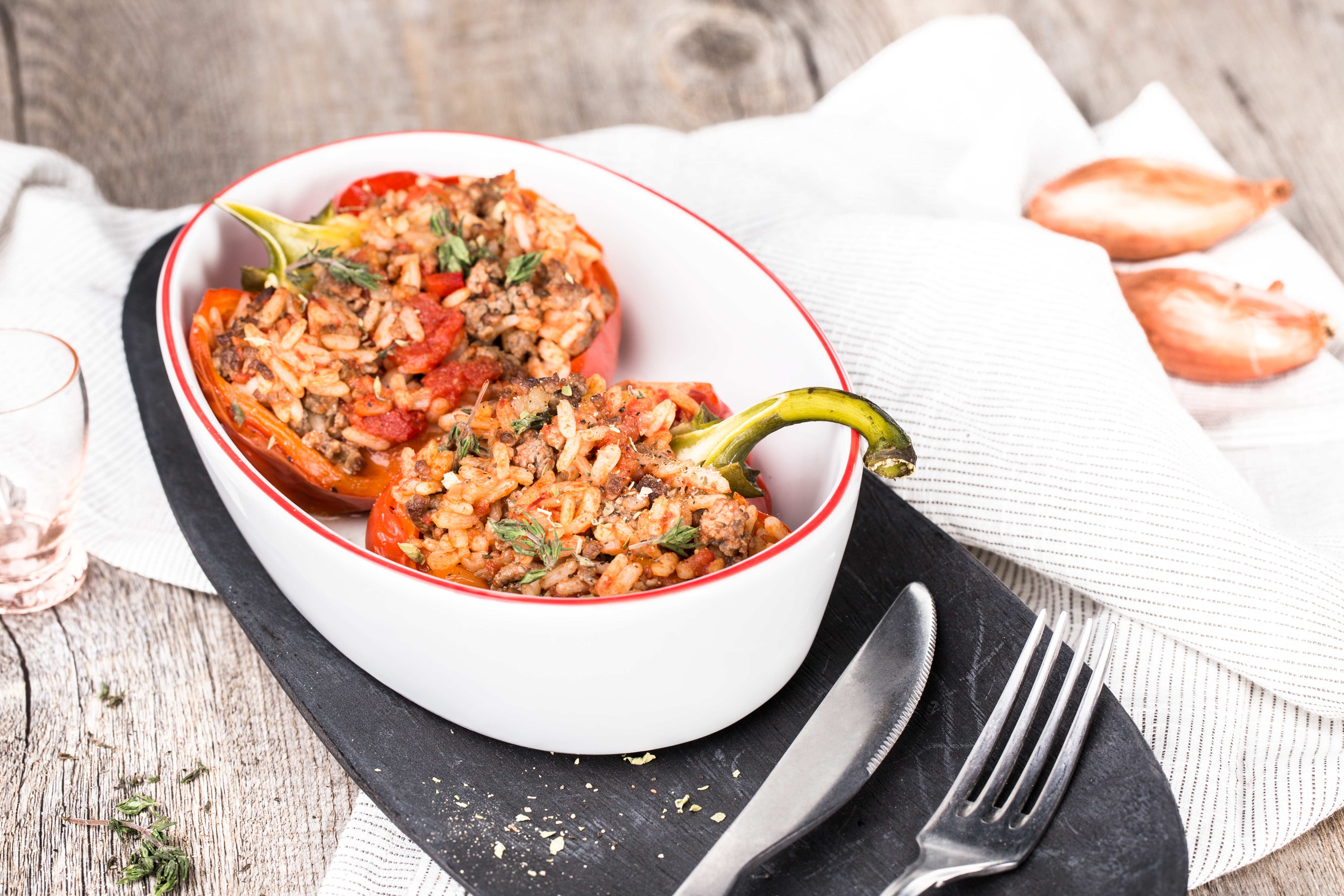 Vitela com pimentos recheados