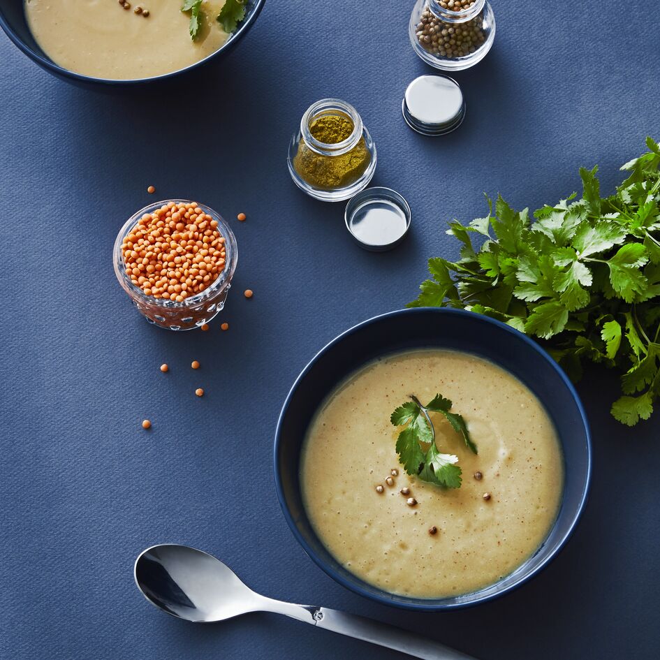 Crema de lentejas rojas al curry