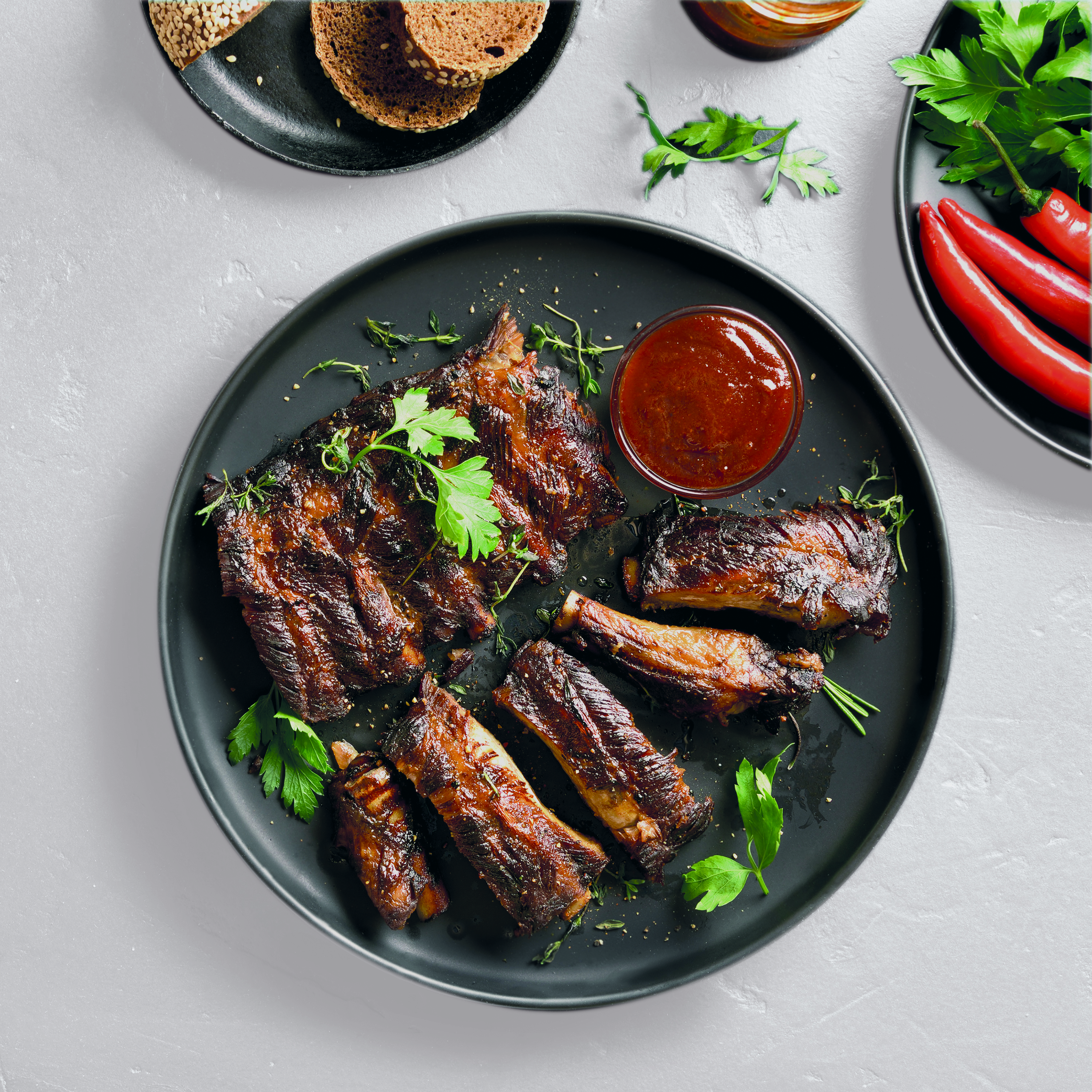 Gegrillte Rippchen mit Barbecuesauce