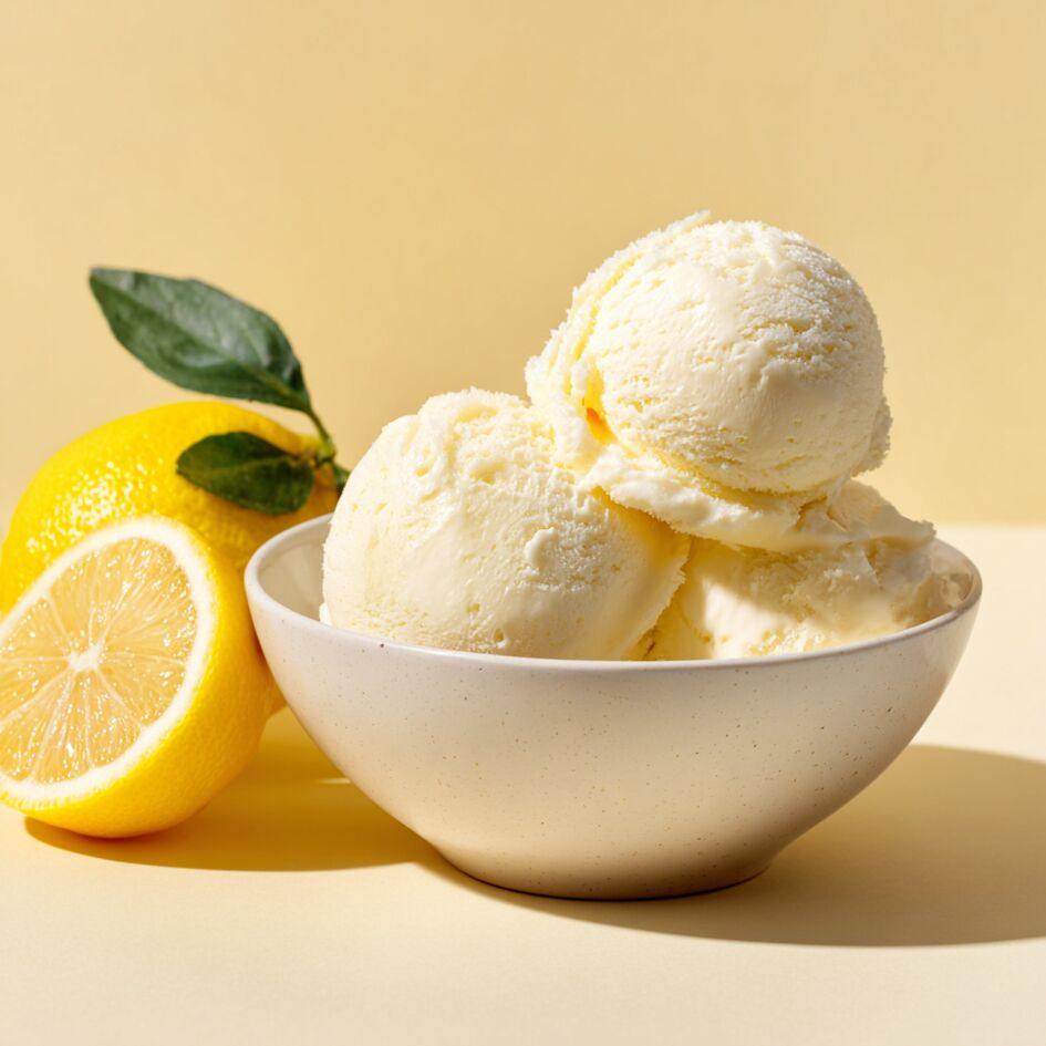 Gelado light de queijo quark e limão