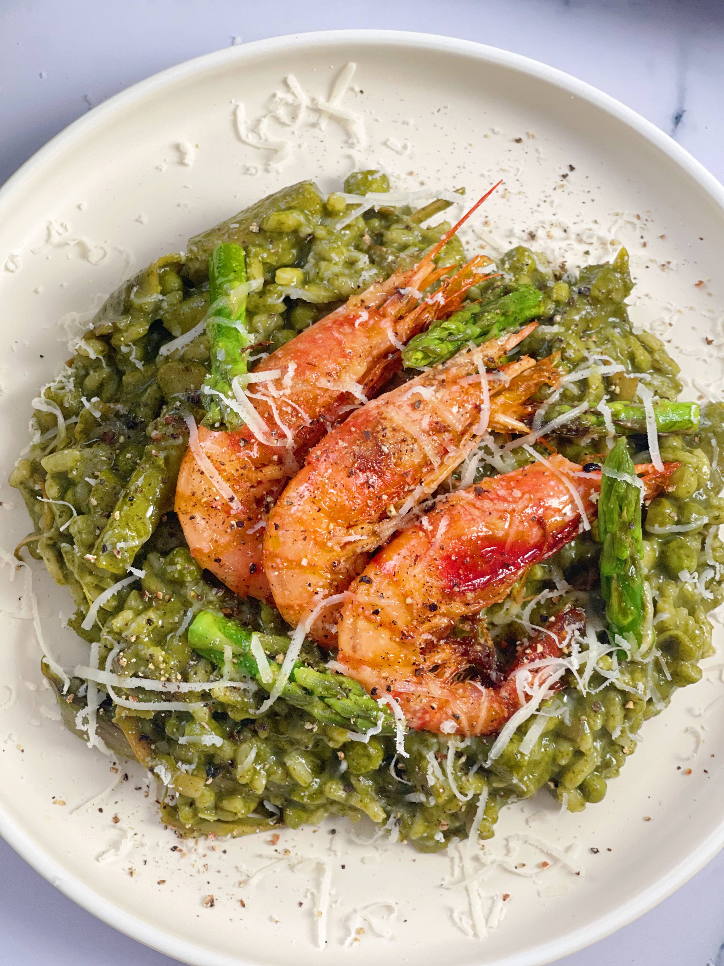 Risotto verde con gambas Realfooding