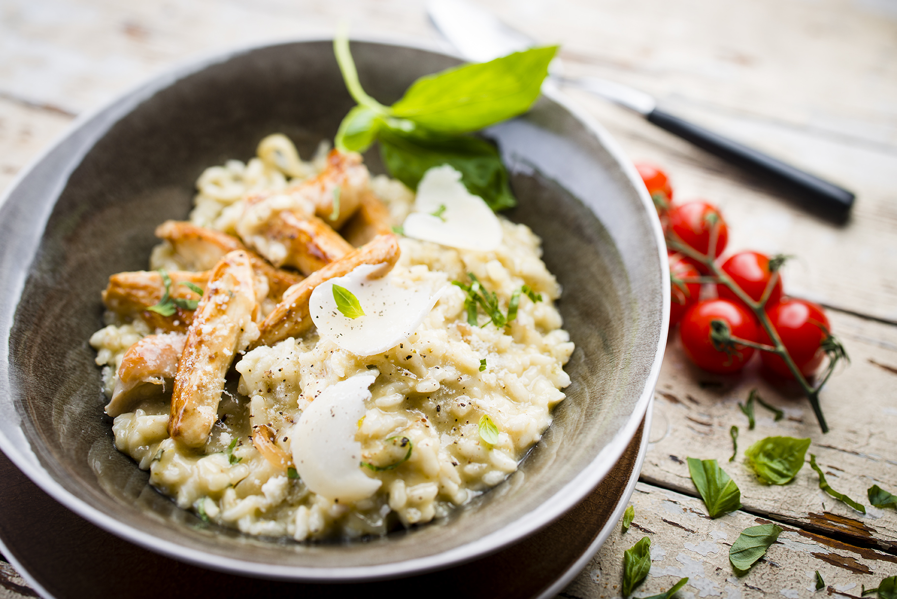Risotto de frango com pesto