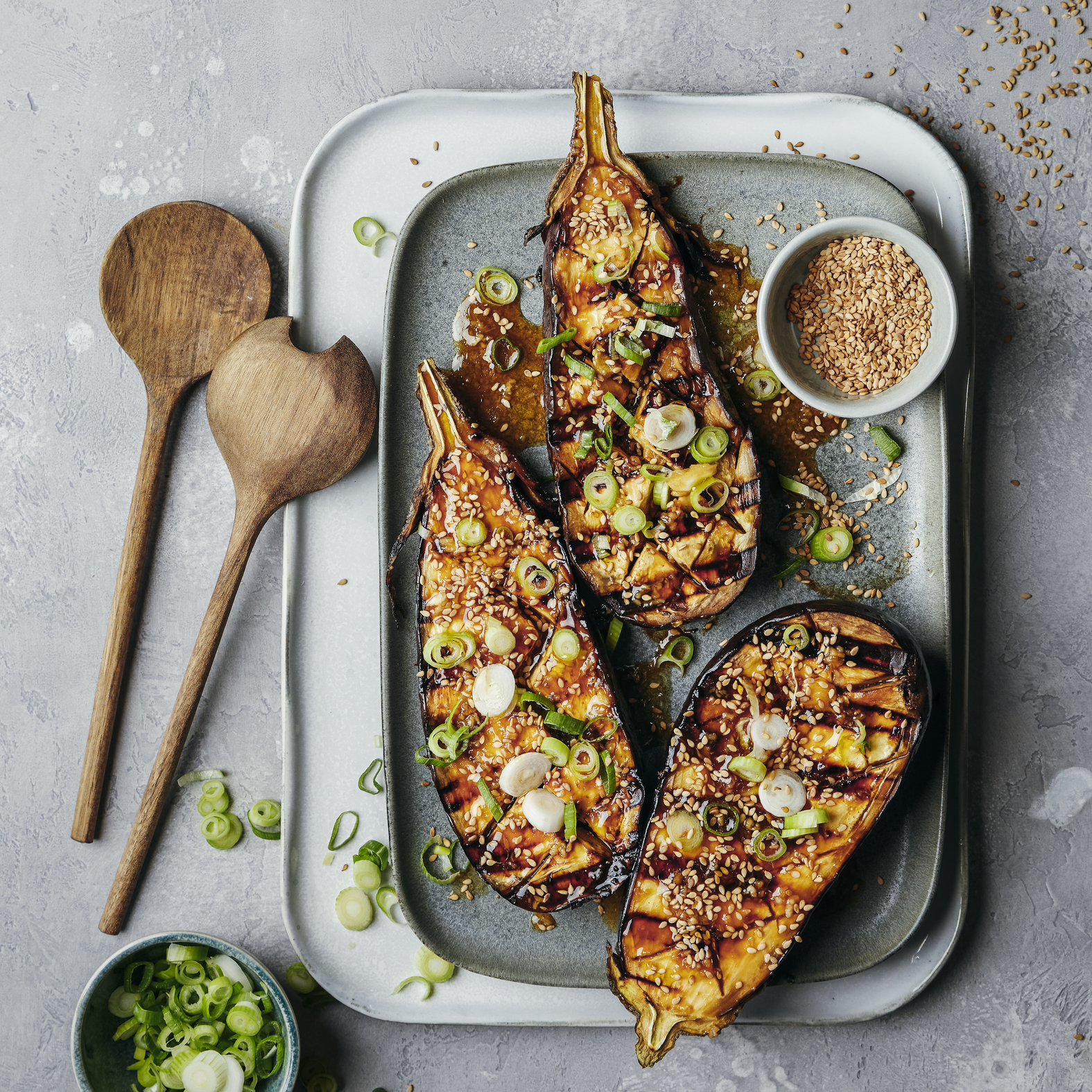 Teriyaki gegrillte Aubergine