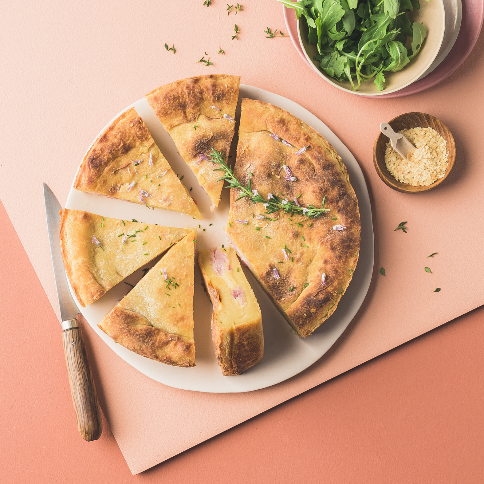Tarta de patatas, jamón y queso