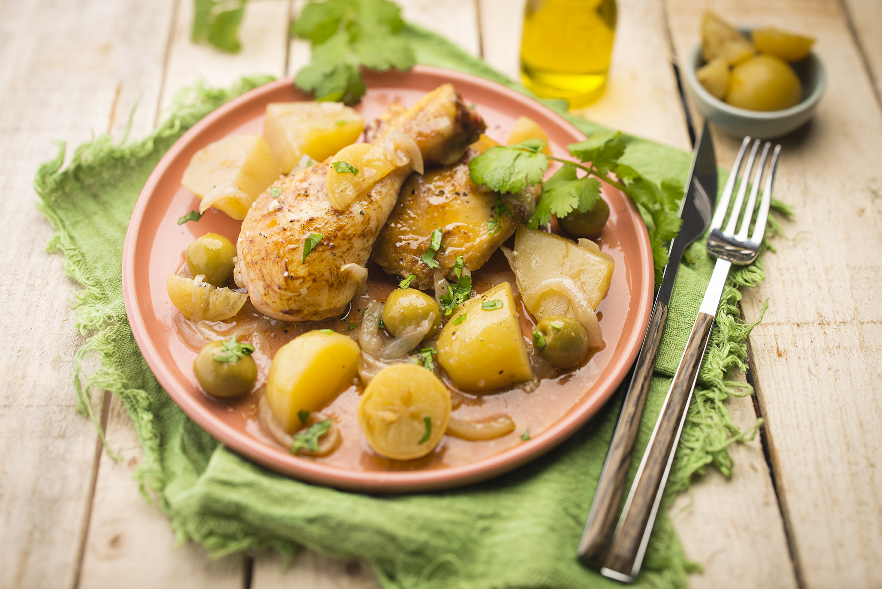 Tajín pollo con limón confitado