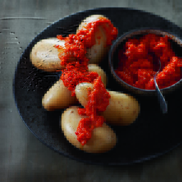 Patatas con salsa picante