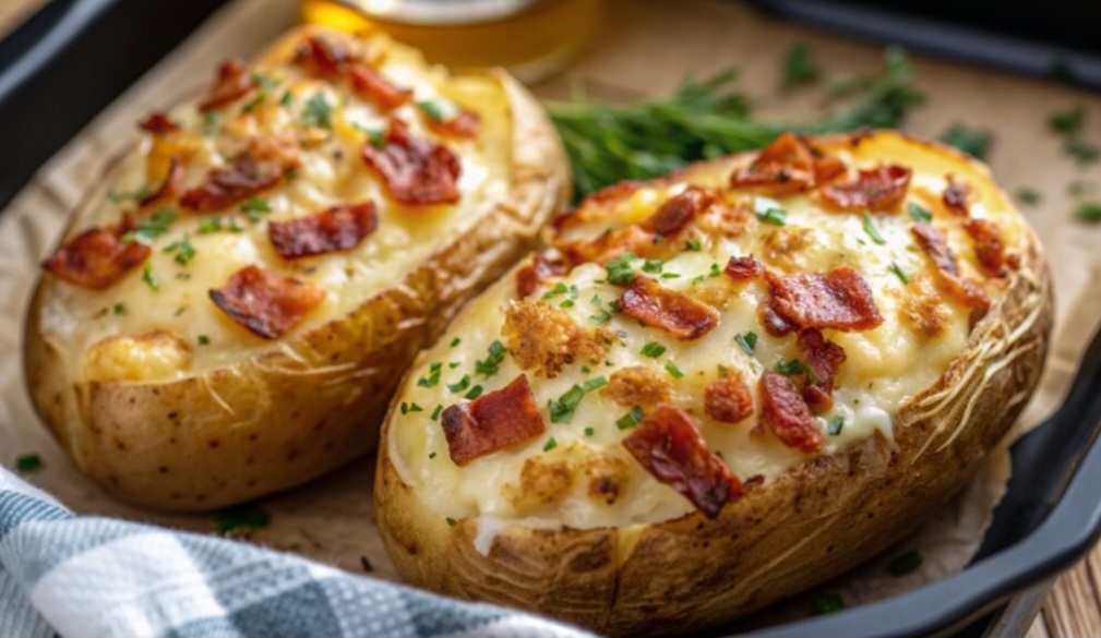 Patatas rellenas de bacon y queso