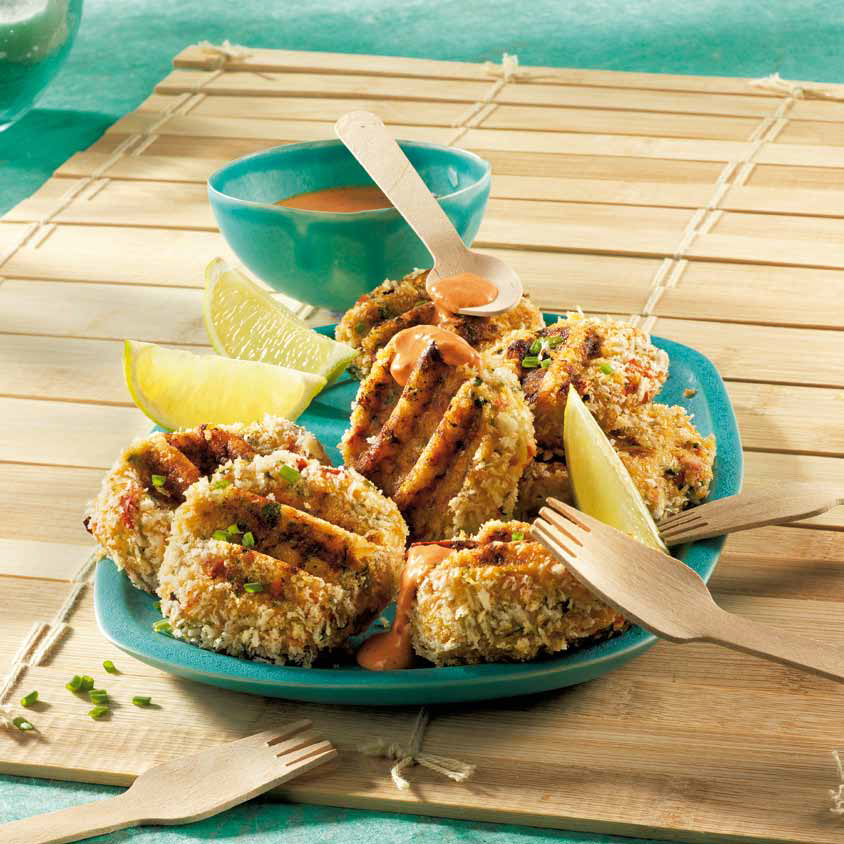 Gegrillte Krabbenküchlein
