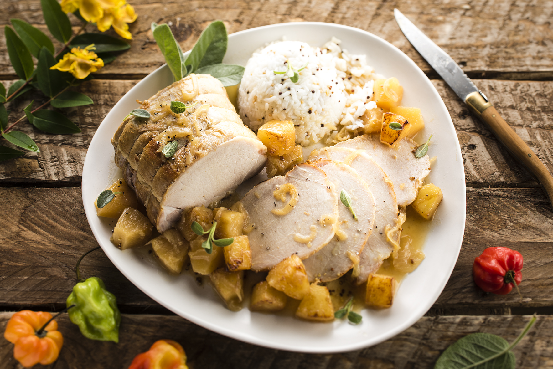 Arrosto di maiale con ananas